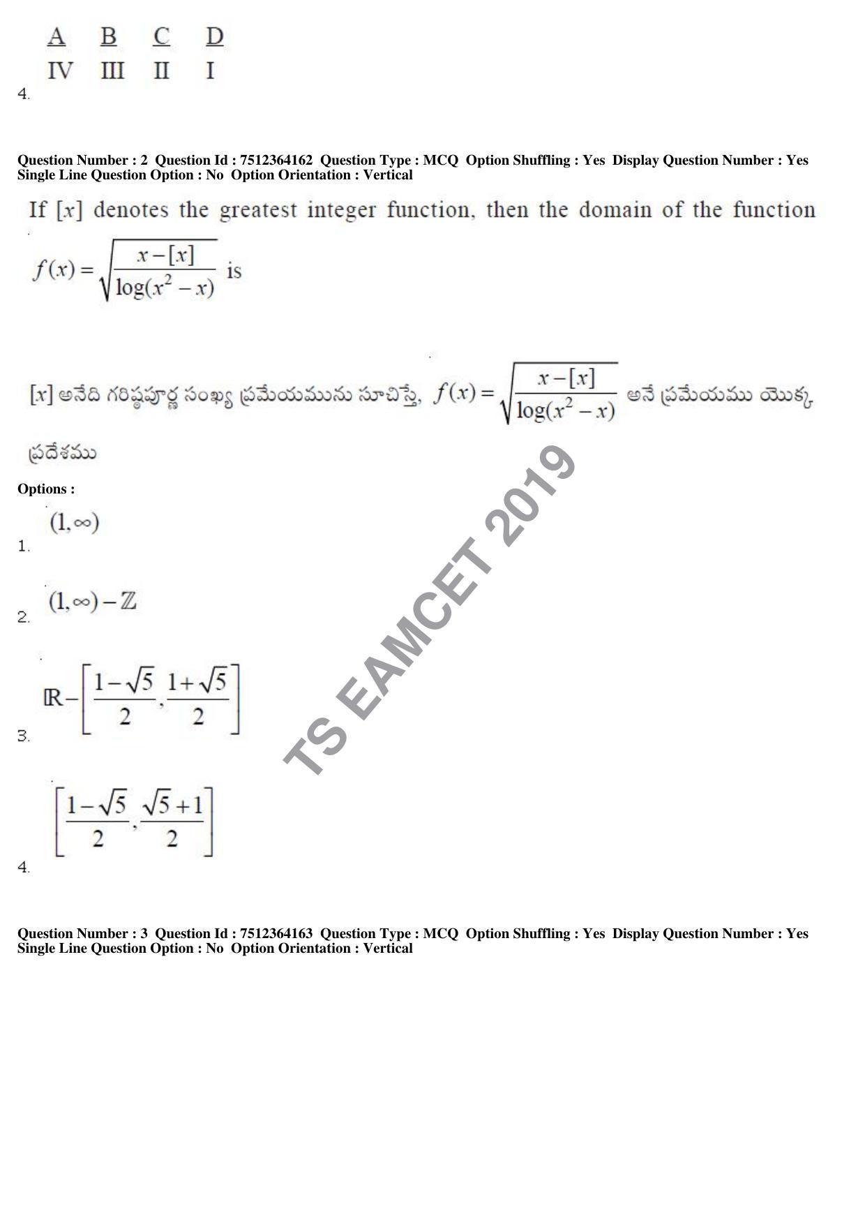 TS EAMCET 2019 Engineering Question Paper with Key (3 May 2019 Forenoon) - Page 3