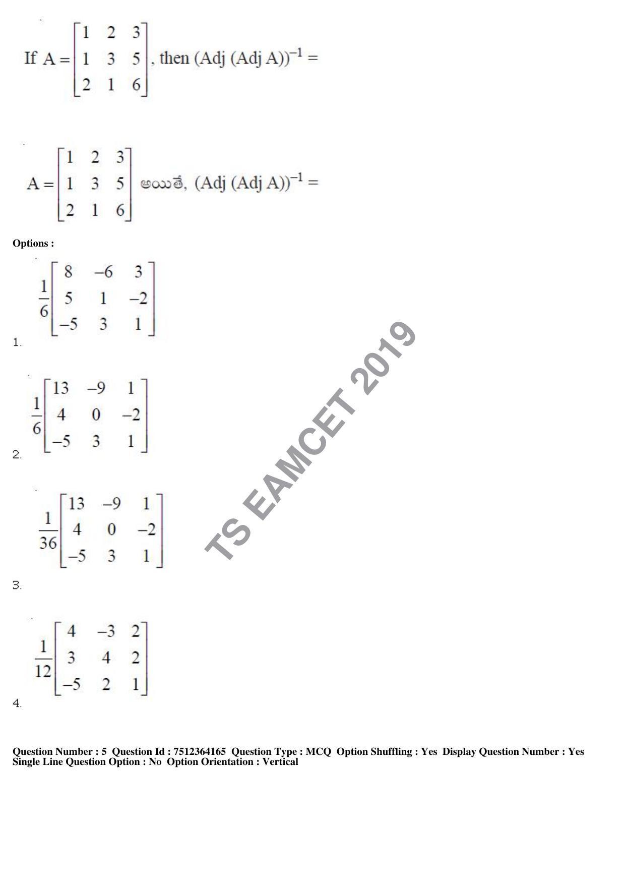 TS EAMCET 2019 Engineering Question Paper with Key (3 May 2019 Forenoon) - Page 5