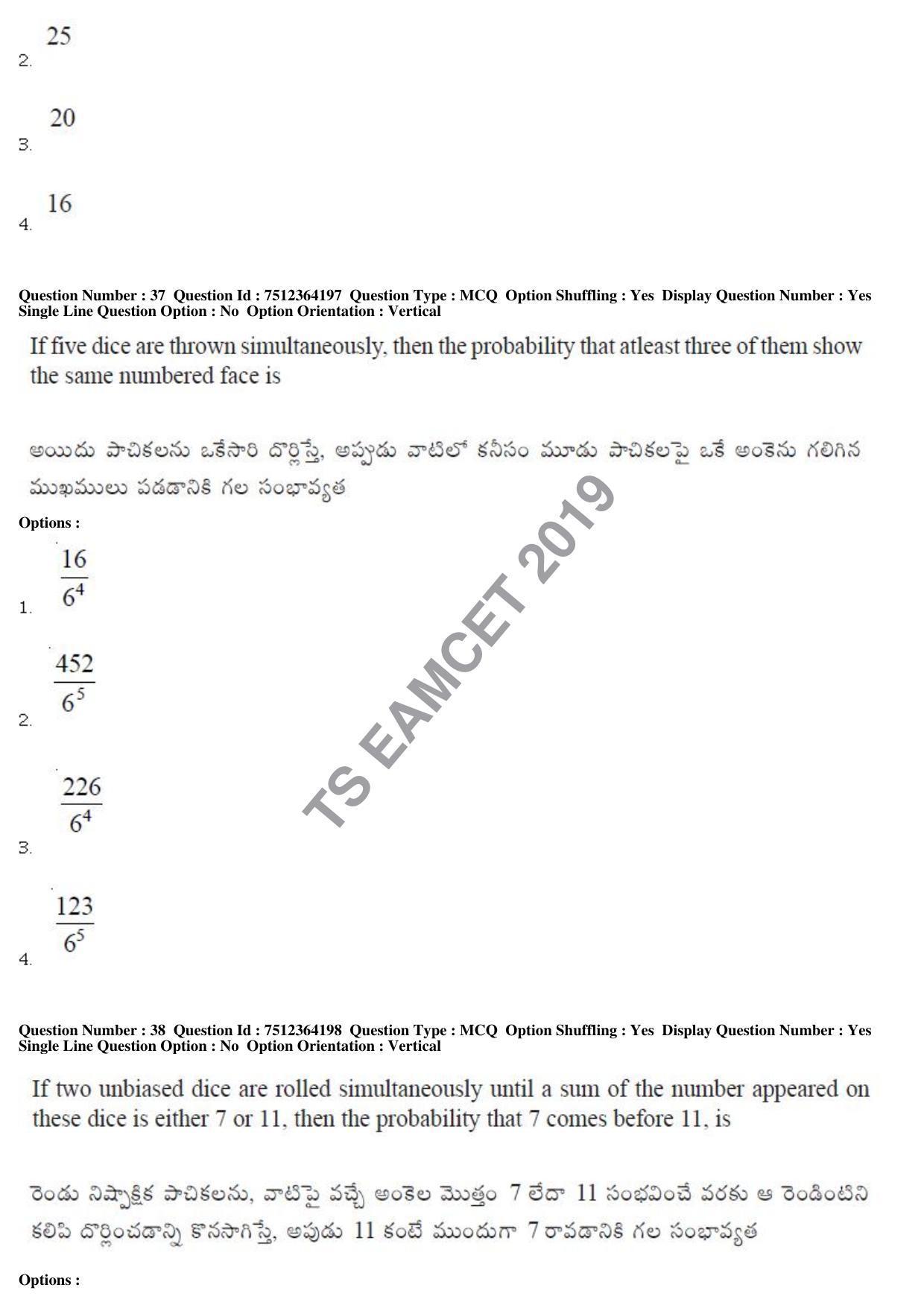 TS EAMCET 2019 Engineering Question Paper with Key (3 May 2019 Forenoon) - Page 25