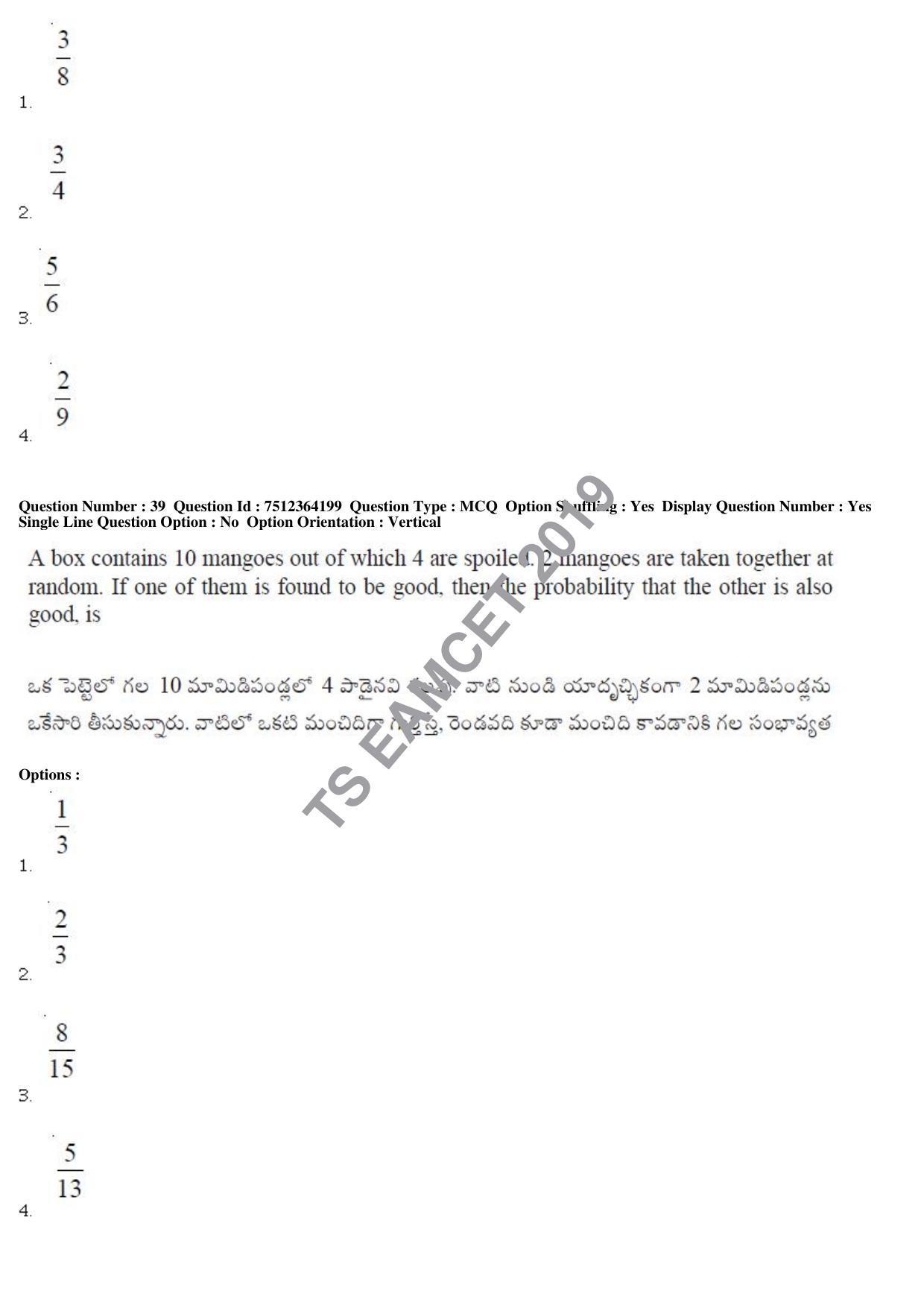 TS EAMCET 2019 Engineering Question Paper with Key (3 May 2019 Forenoon) - Page 26