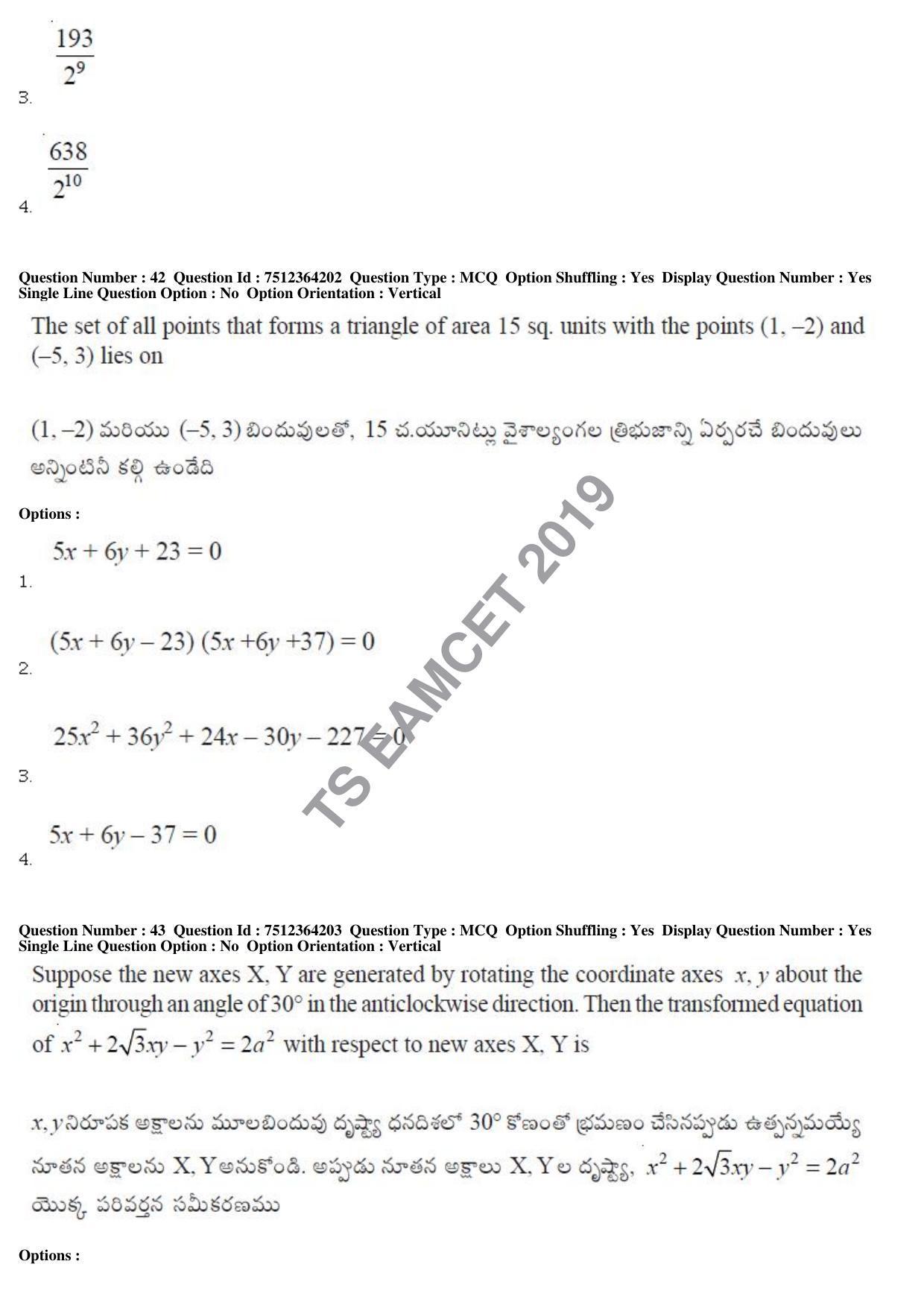 TS EAMCET 2019 Engineering Question Paper with Key (3 May 2019 Forenoon) - Page 28