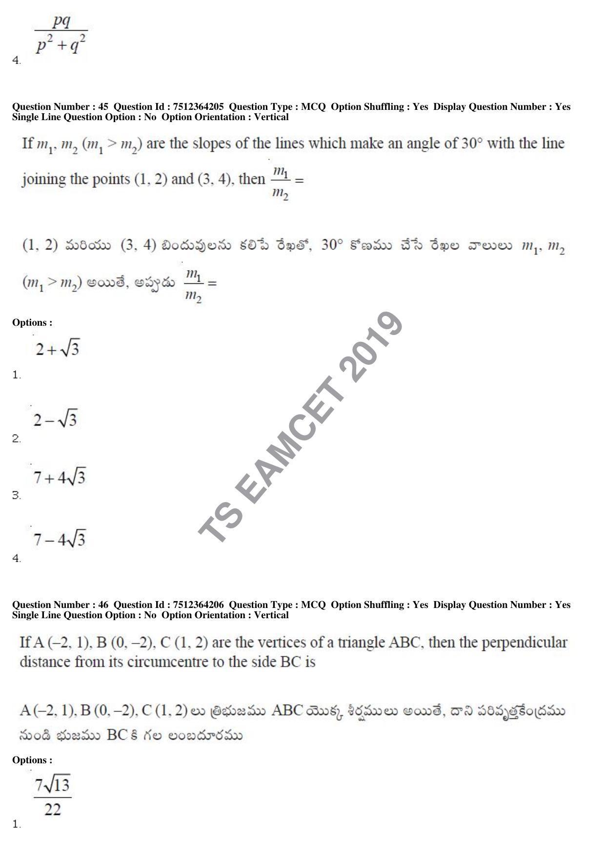 TS EAMCET 2019 Engineering Question Paper with Key (3 May 2019 Forenoon) - Page 30