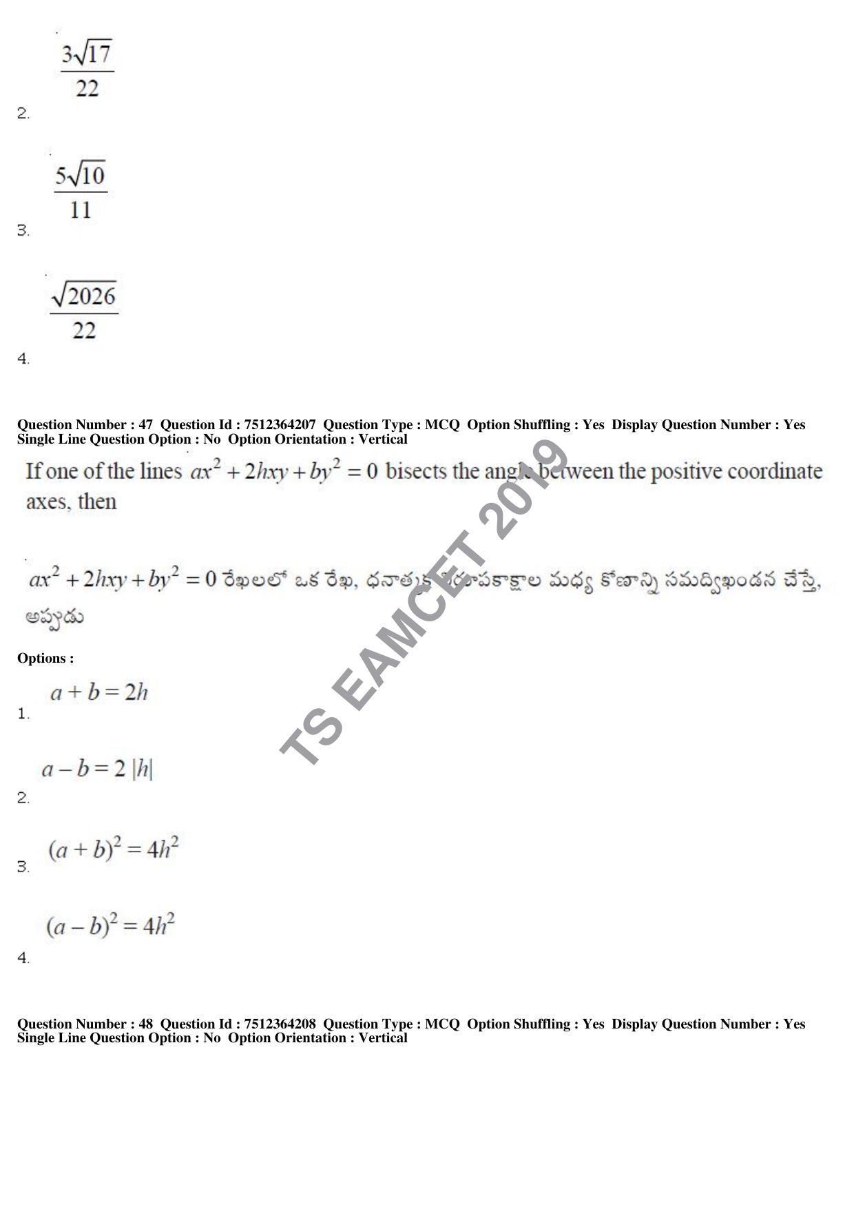 TS EAMCET 2019 Engineering Question Paper with Key (3 May 2019 Forenoon) - Page 31