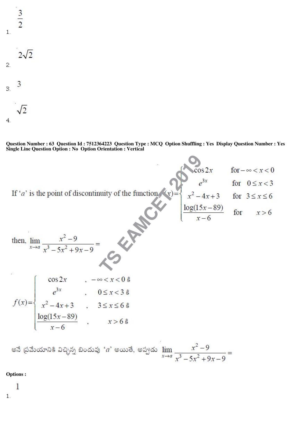 TS EAMCET 2019 Engineering Question Paper with Key (3 May 2019 Forenoon) - Page 42