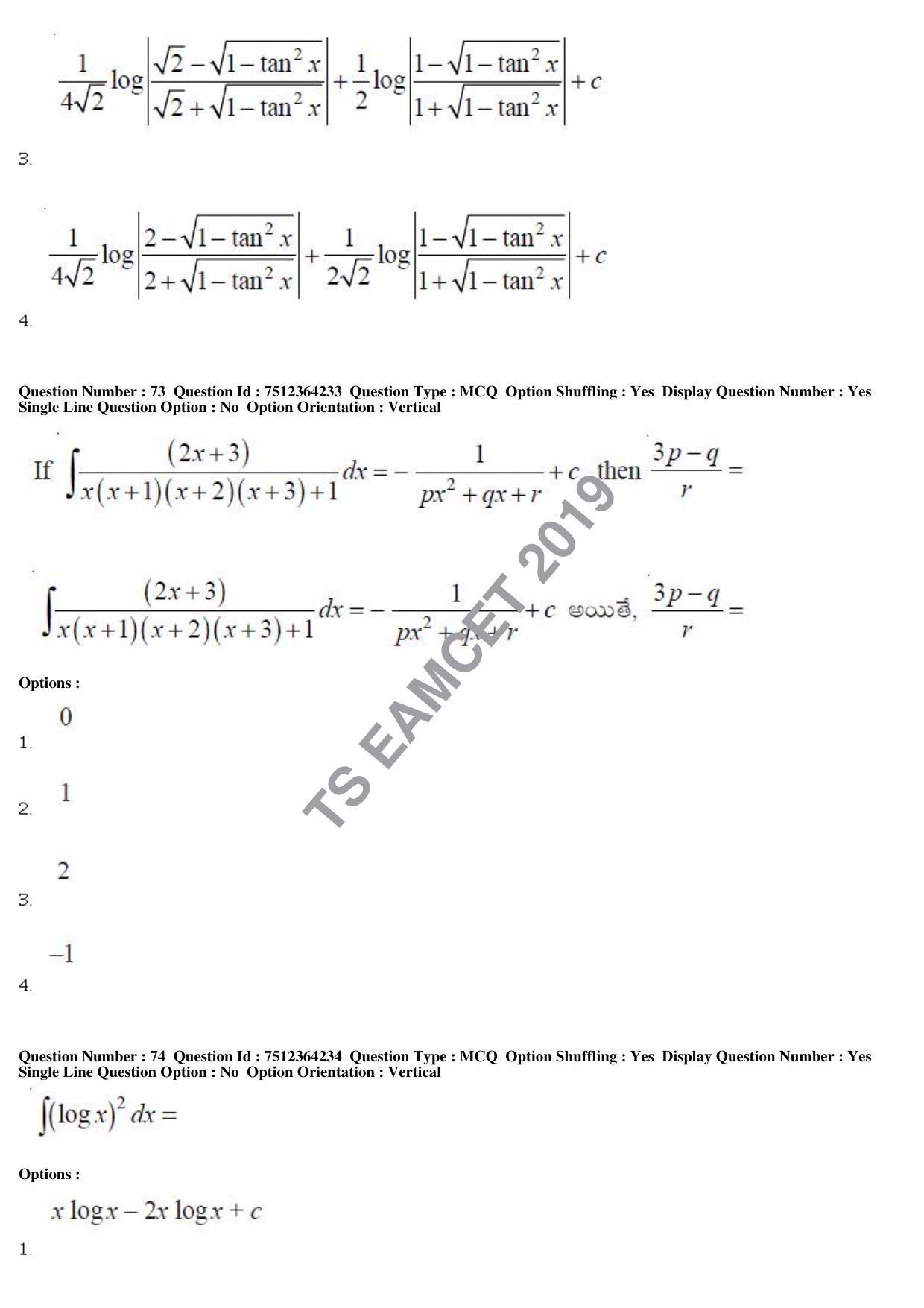 TS EAMCET 2019 Engineering Question Paper with Key (3 May 2019 Forenoon) - Page 49