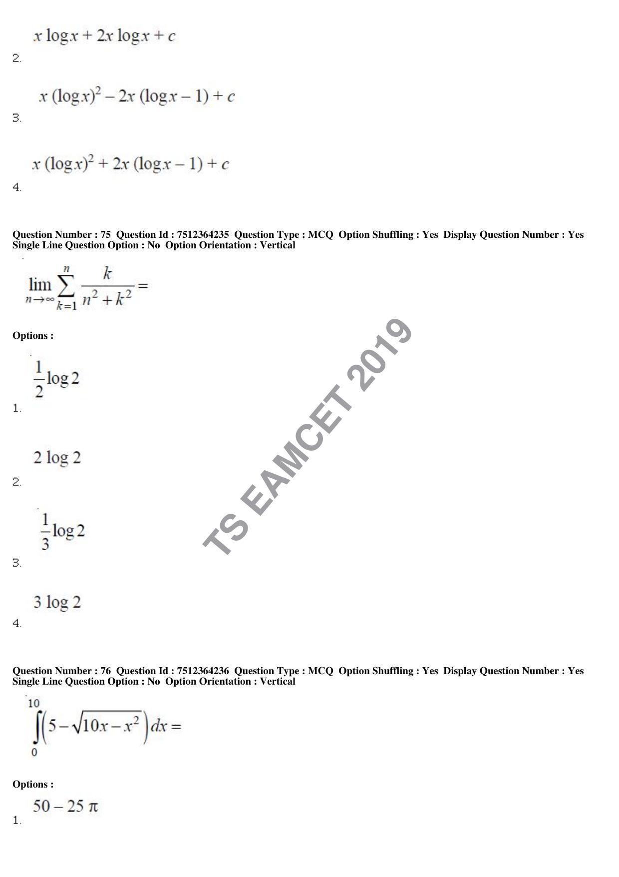 TS EAMCET 2019 Engineering Question Paper with Key (3 May 2019 Forenoon) - Page 50