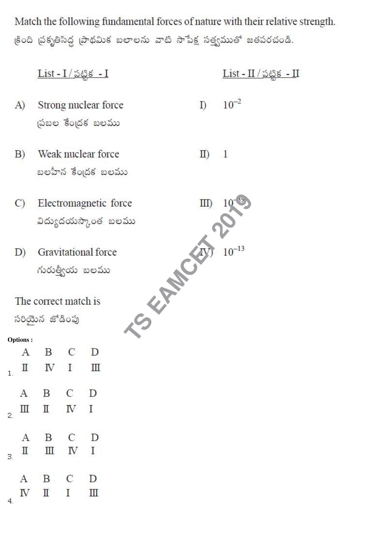 TS EAMCET 2019 Engineering Question Paper with Key (3 May 2019 Forenoon) - Page 54