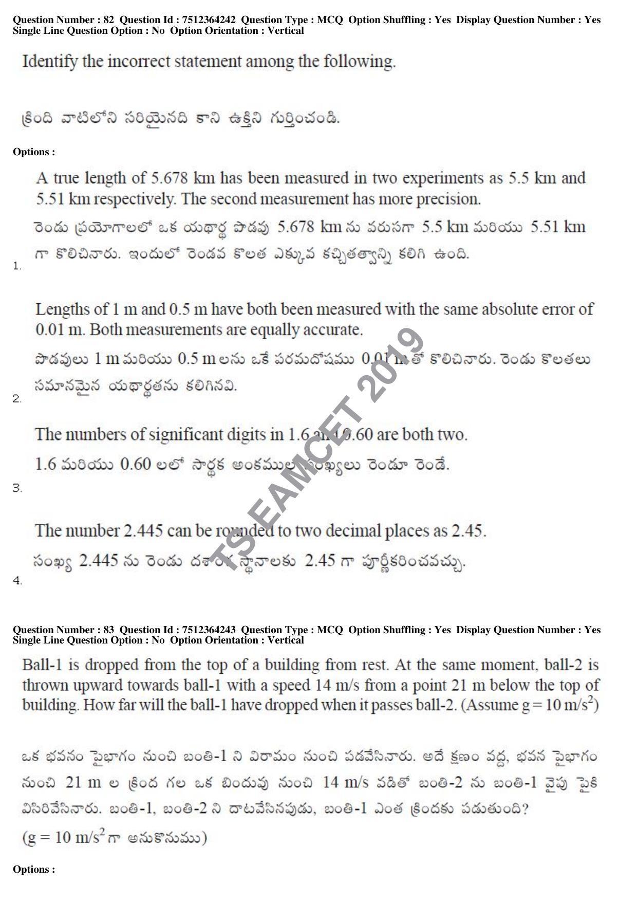 TS EAMCET 2019 Engineering Question Paper with Key (3 May 2019 Forenoon) - Page 55