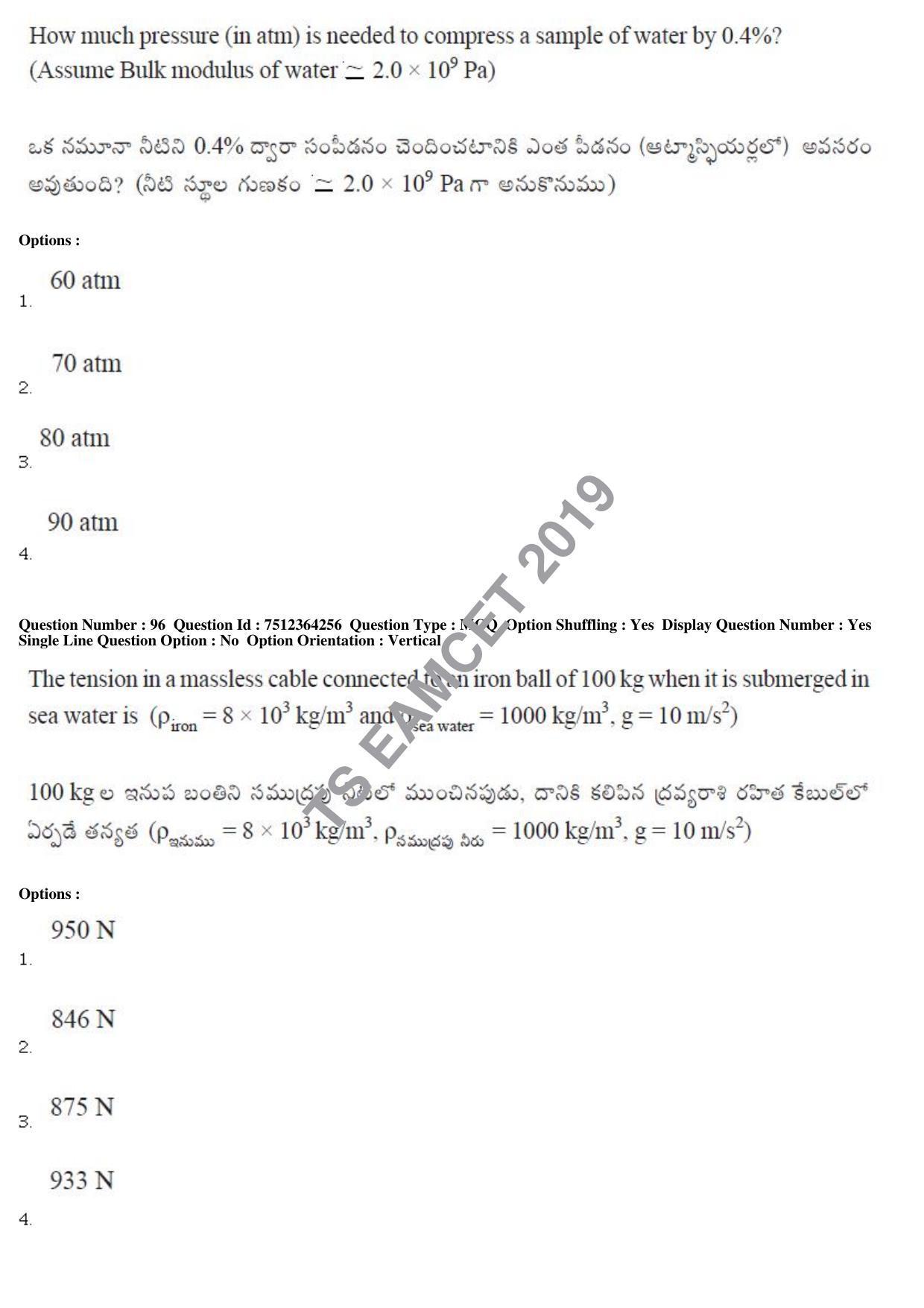 TS EAMCET 2019 Engineering Question Paper with Key (3 May 2019 Forenoon) - Page 66