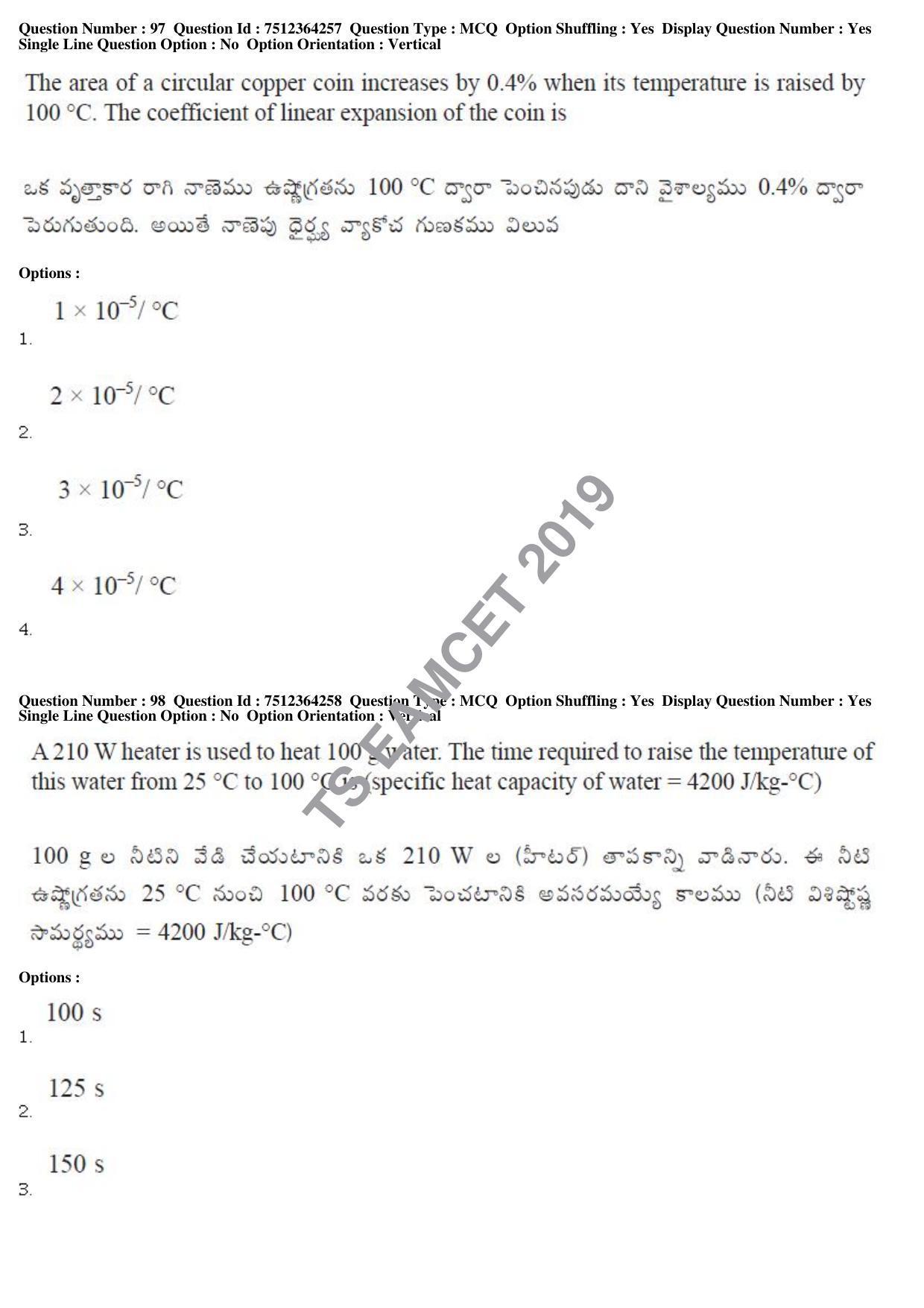 TS EAMCET 2019 Engineering Question Paper with Key (3 May 2019 Forenoon) - Page 67