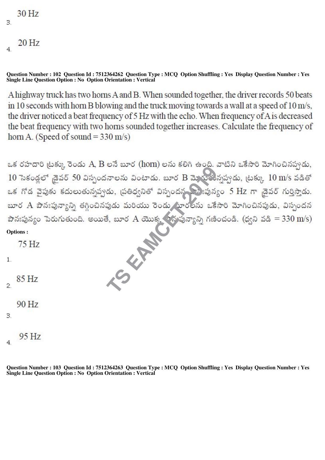 TS EAMCET 2019 Engineering Question Paper with Key (3 May 2019 Forenoon) - Page 70