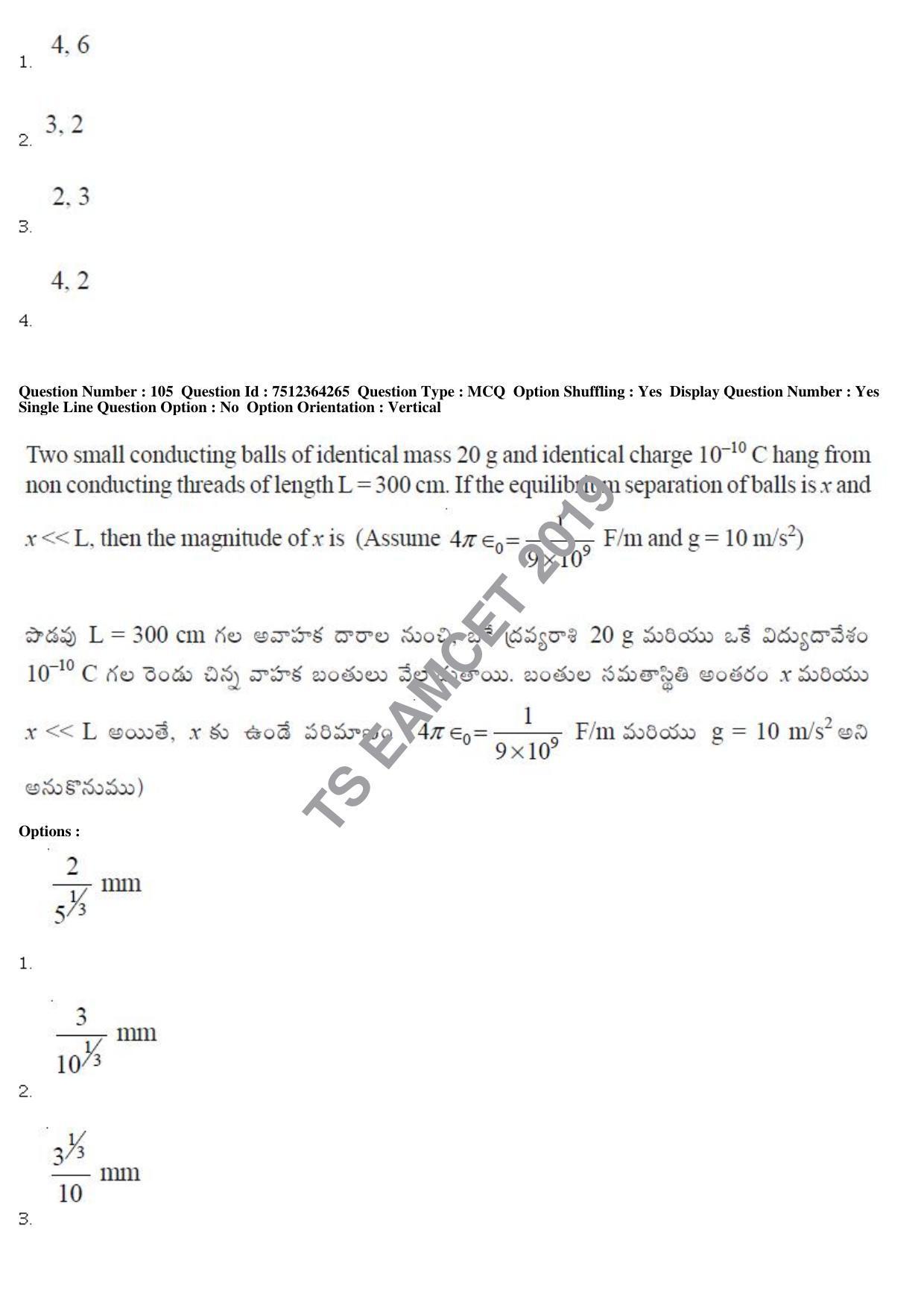TS EAMCET 2019 Engineering Question Paper with Key (3 May 2019 Forenoon) - Page 72
