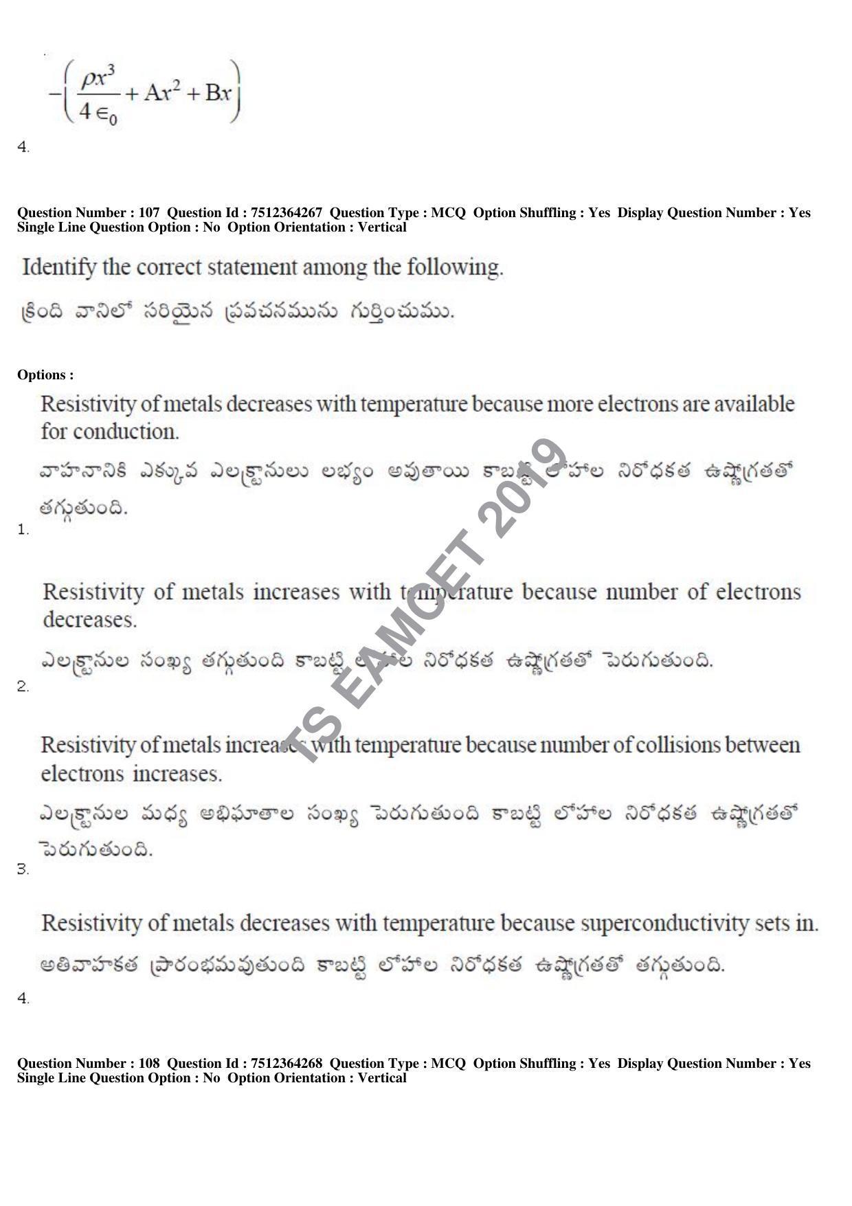 TS EAMCET 2019 Engineering Question Paper with Key (3 May 2019 Forenoon) - Page 74