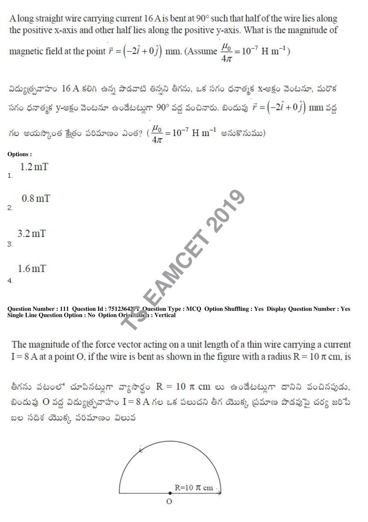 TS EAMCET 2019 Engineering Question Paper with Key (3 May 2019 Forenoon) - Page 77