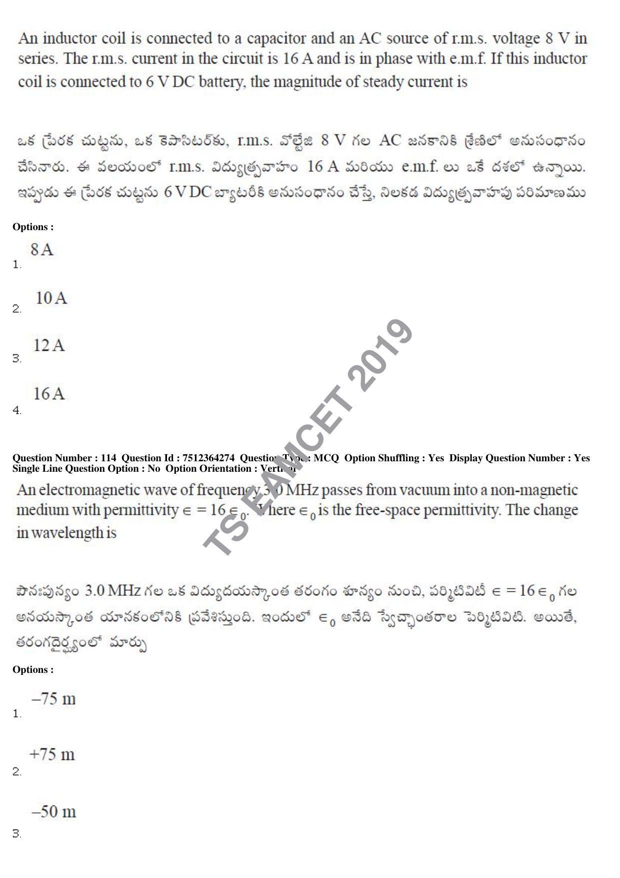 TS EAMCET 2019 Engineering Question Paper with Key (3 May 2019 Forenoon) - Page 79