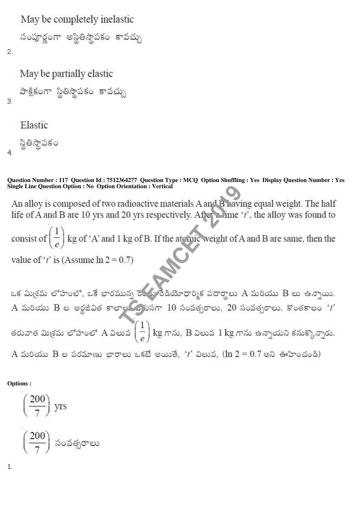 TS EAMCET 2019 Engineering Question Paper with Key (3 May 2019 Forenoon) - Page 81