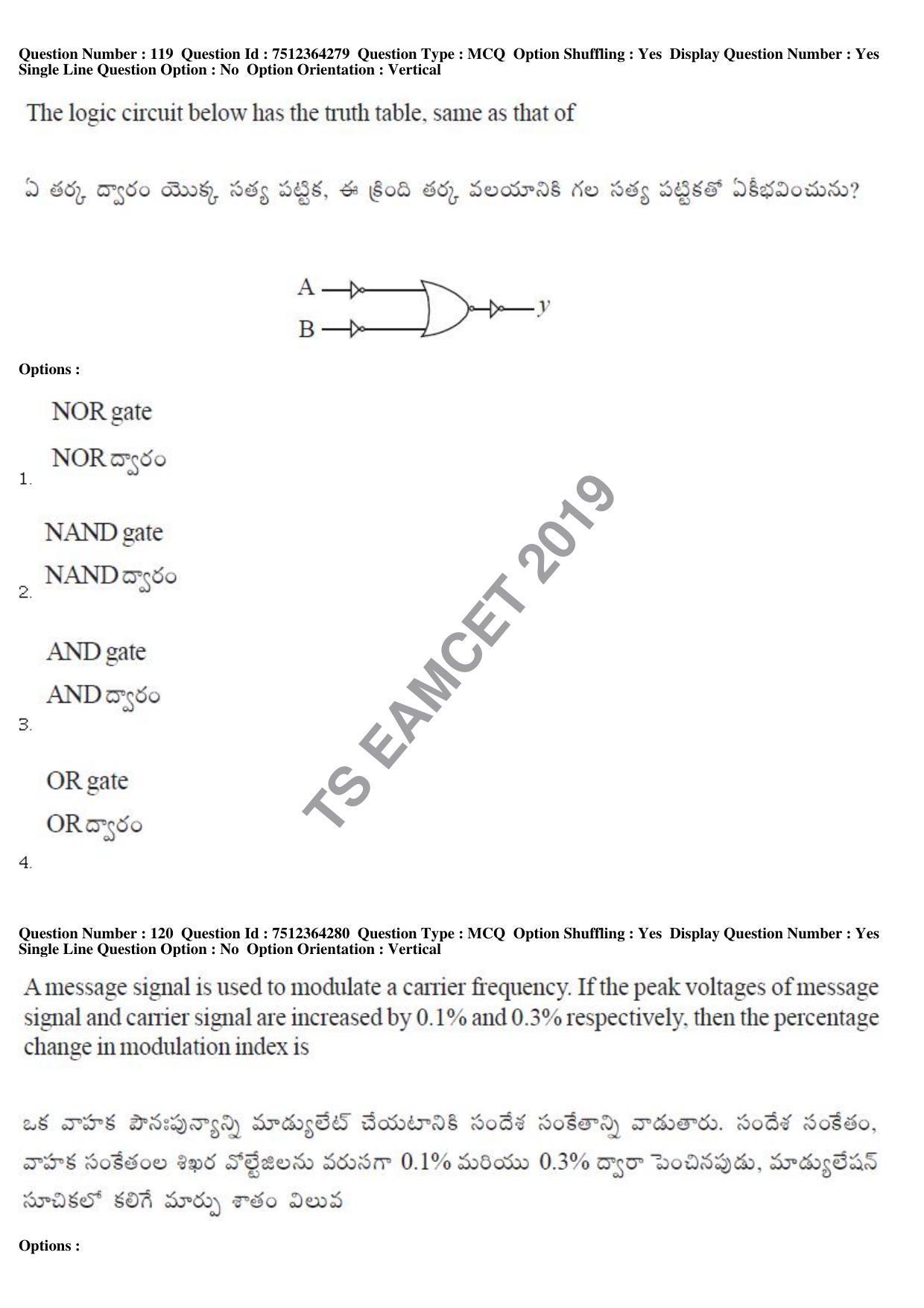 TS EAMCET 2019 Engineering Question Paper with Key (3 May 2019 Forenoon) - Page 83