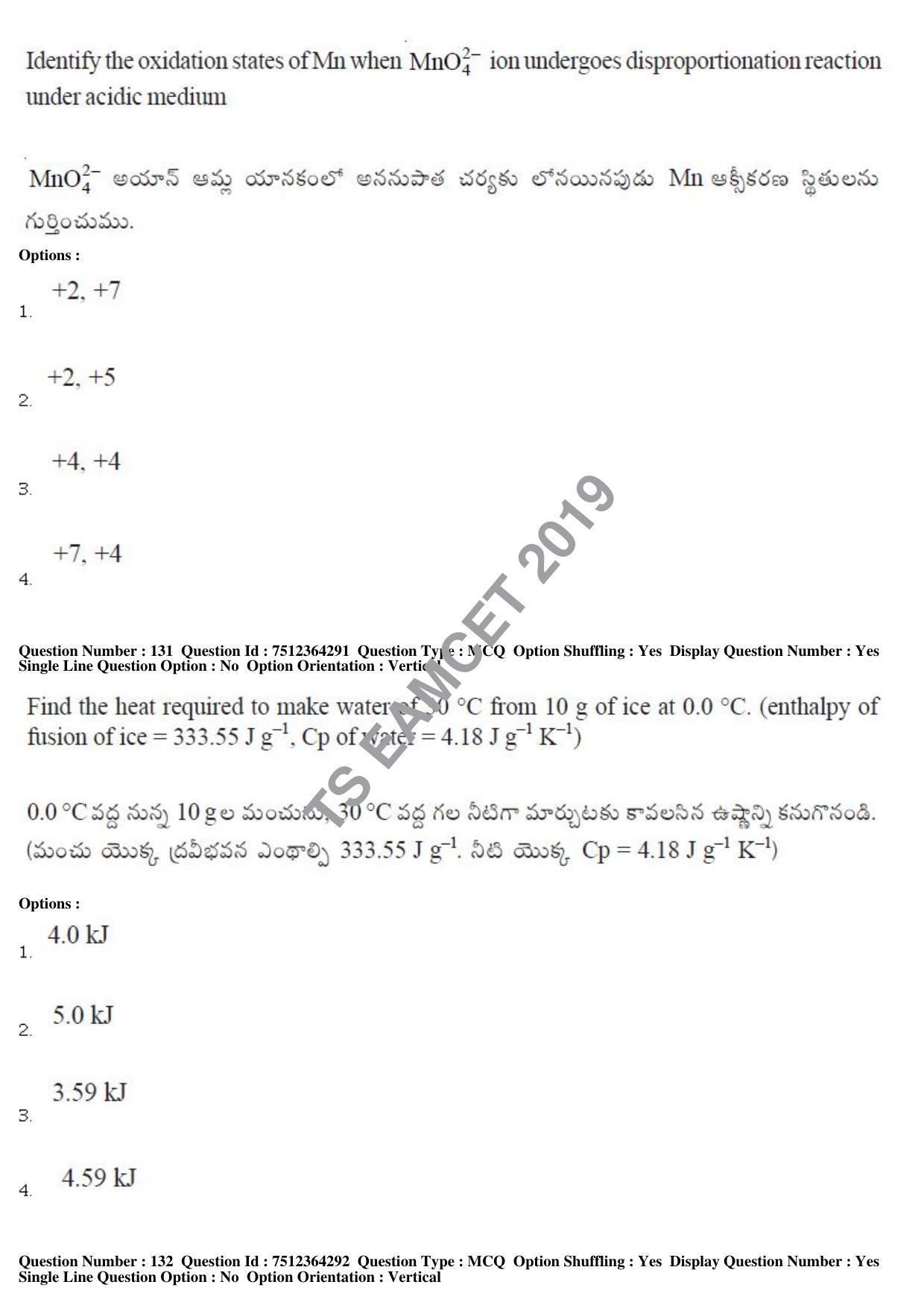 TS EAMCET 2019 Engineering Question Paper with Key (3 May 2019 Forenoon) - Page 90
