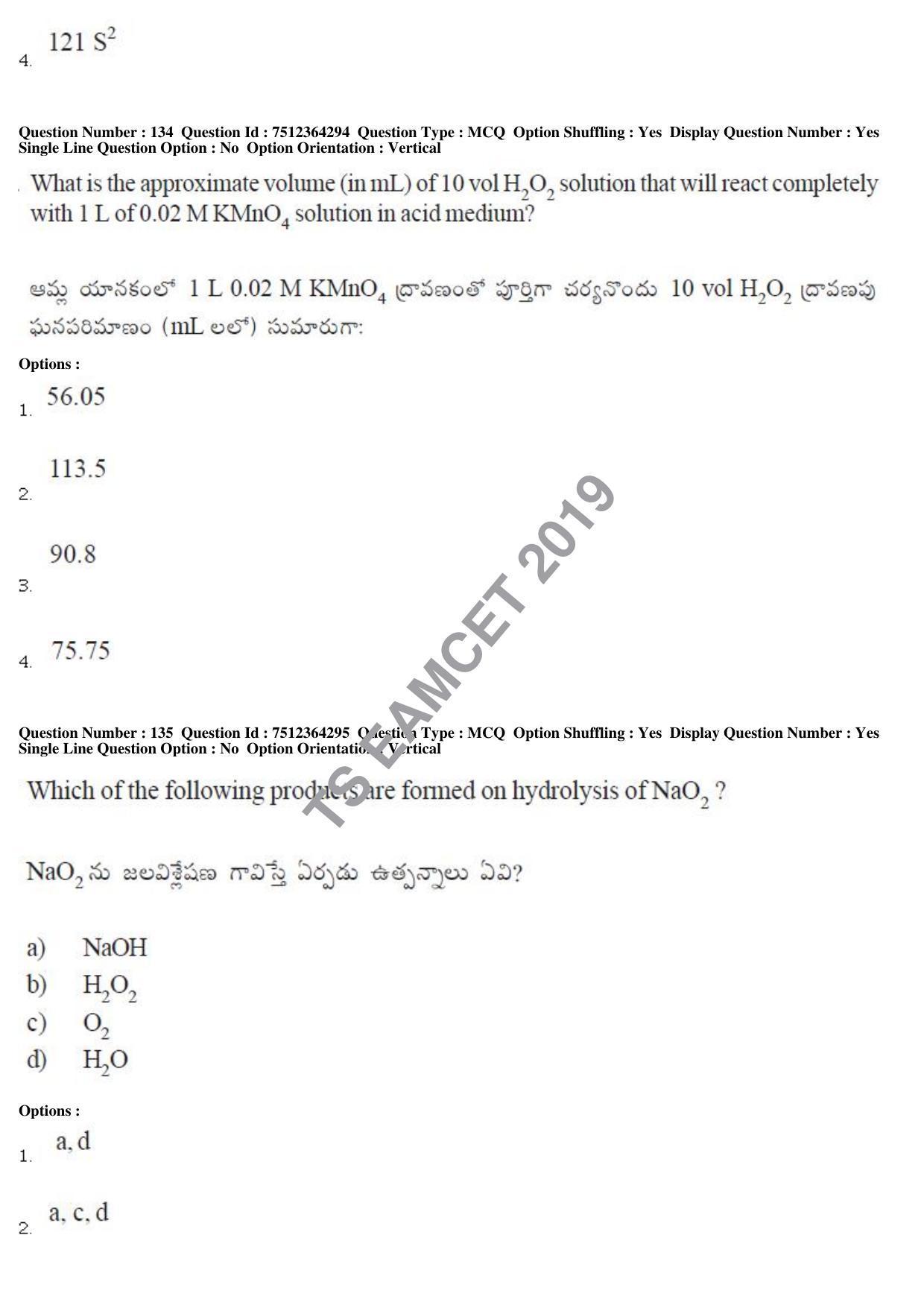 TS EAMCET 2019 Engineering Question Paper with Key (3 May 2019 Forenoon) - Page 92