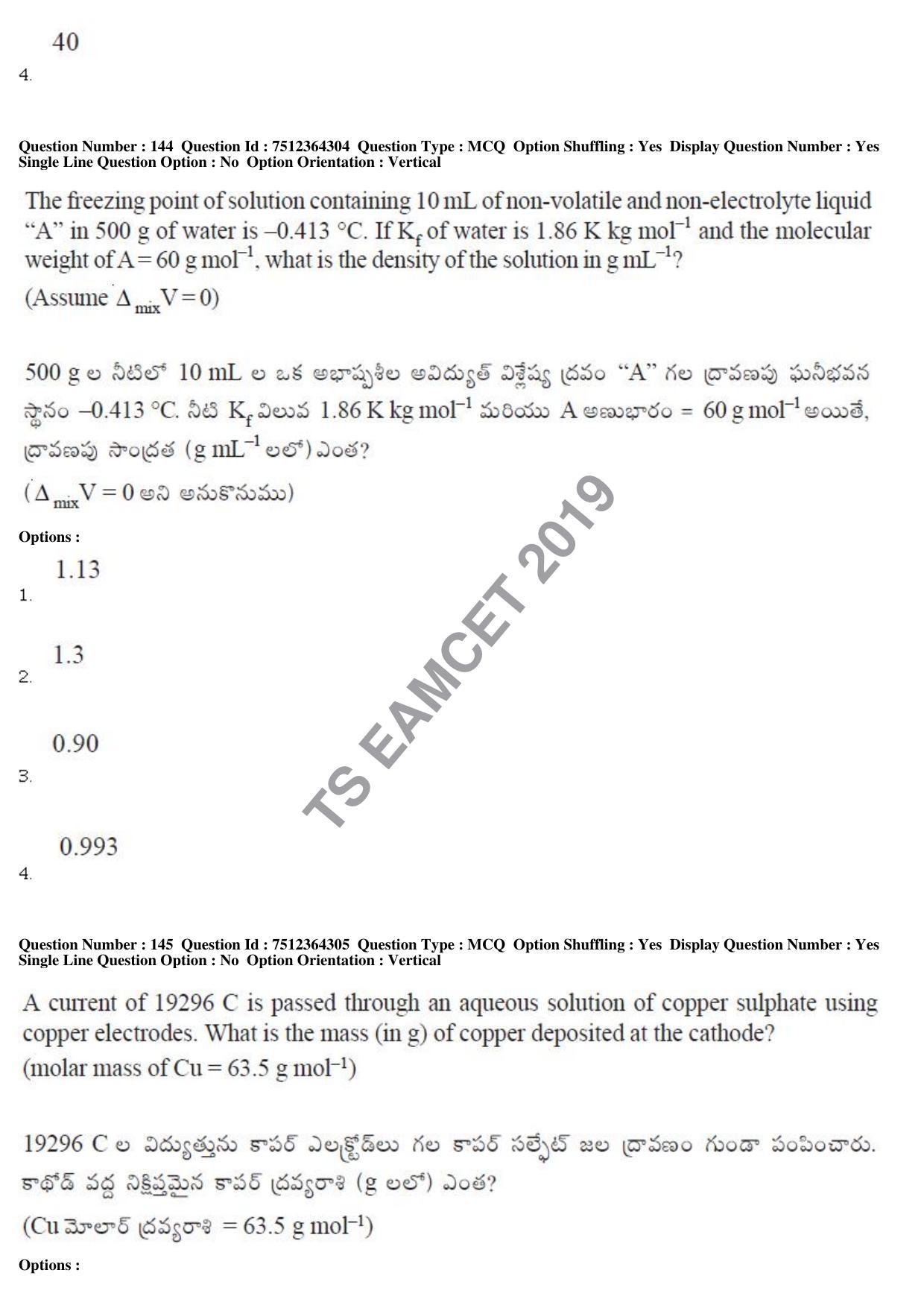 TS EAMCET 2019 Engineering Question Paper with Key (3 May 2019 Forenoon) - Page 98