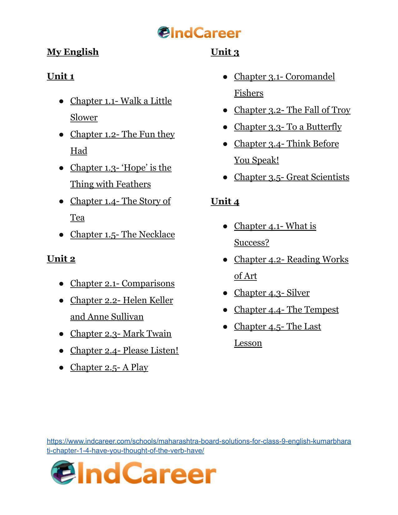 Maharashtra Board Solutions for Class 9- English Kumarbharati: Chapter 1.4- Have you thought of the verb ‘have’ … - Page 6