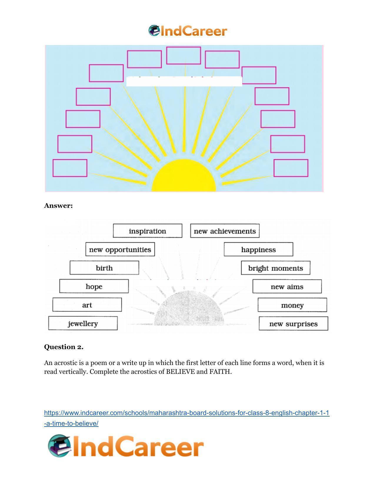 Maharashtra Board Solutions for Class 8- English: Chapter 1.1- A Time To Believe - Page 3