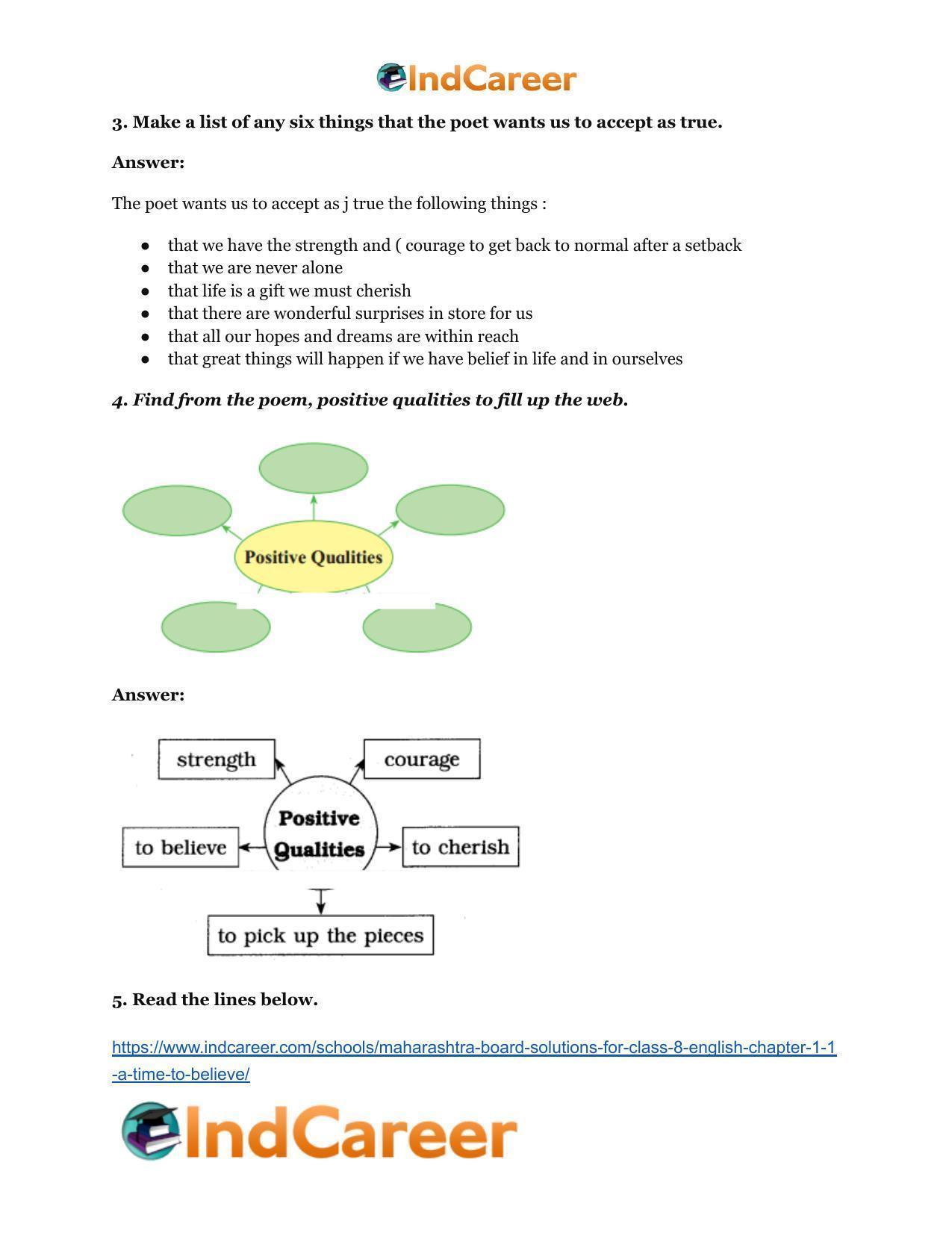 Maharashtra Board Solutions for Class 8- English: Chapter 1.1- A Time To Believe - Page 6