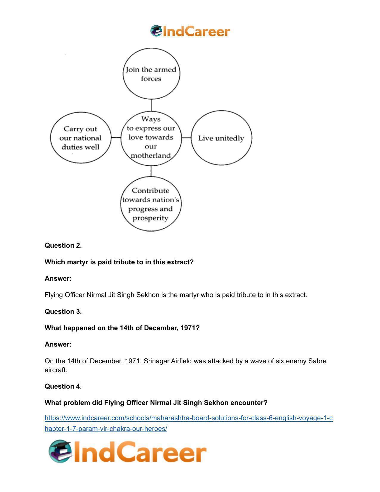 Maharashtra Board Solutions for Class 6- English (Voyage 1): Chapter 1.7- Param Vir Chakra: Our Heroes - Page 7