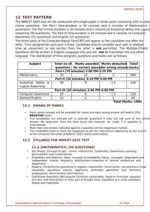 NIMCET Syllabus