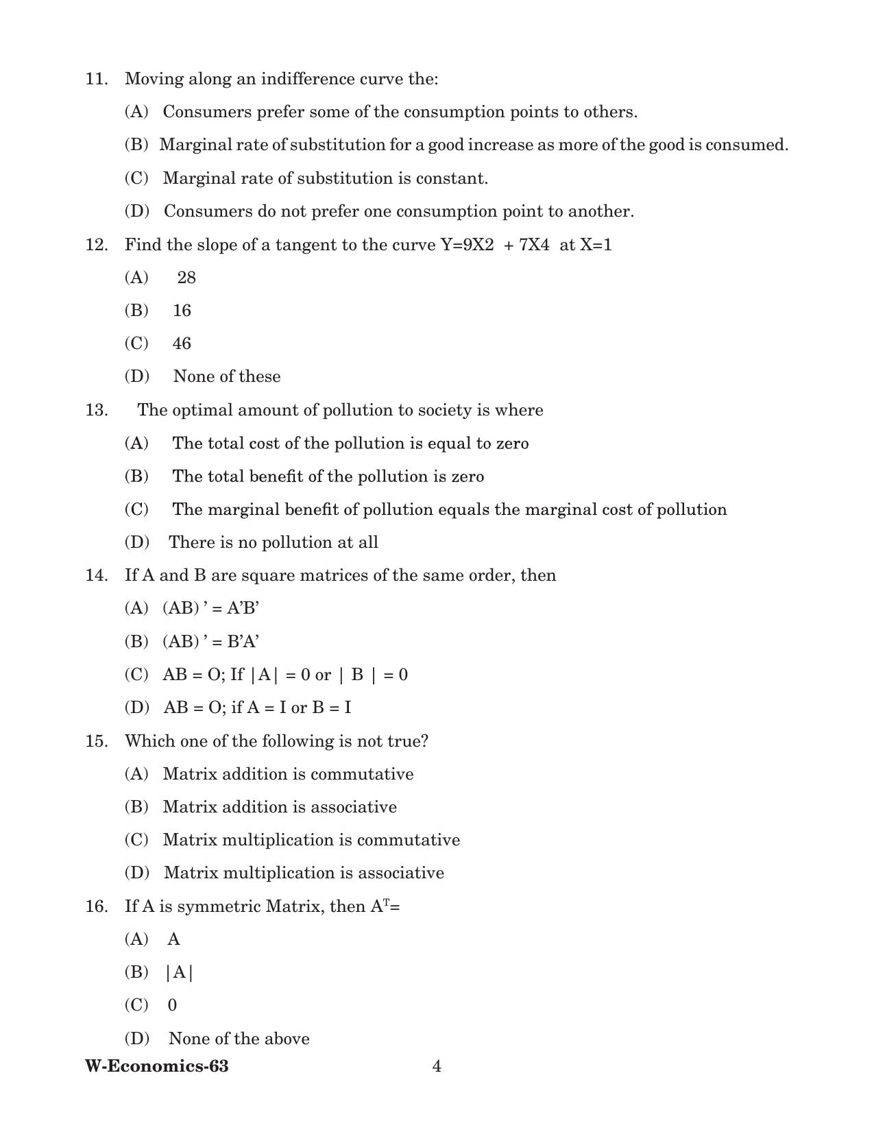 Odisha CPET 2022 ECONOMICS Question Paper - Page 4