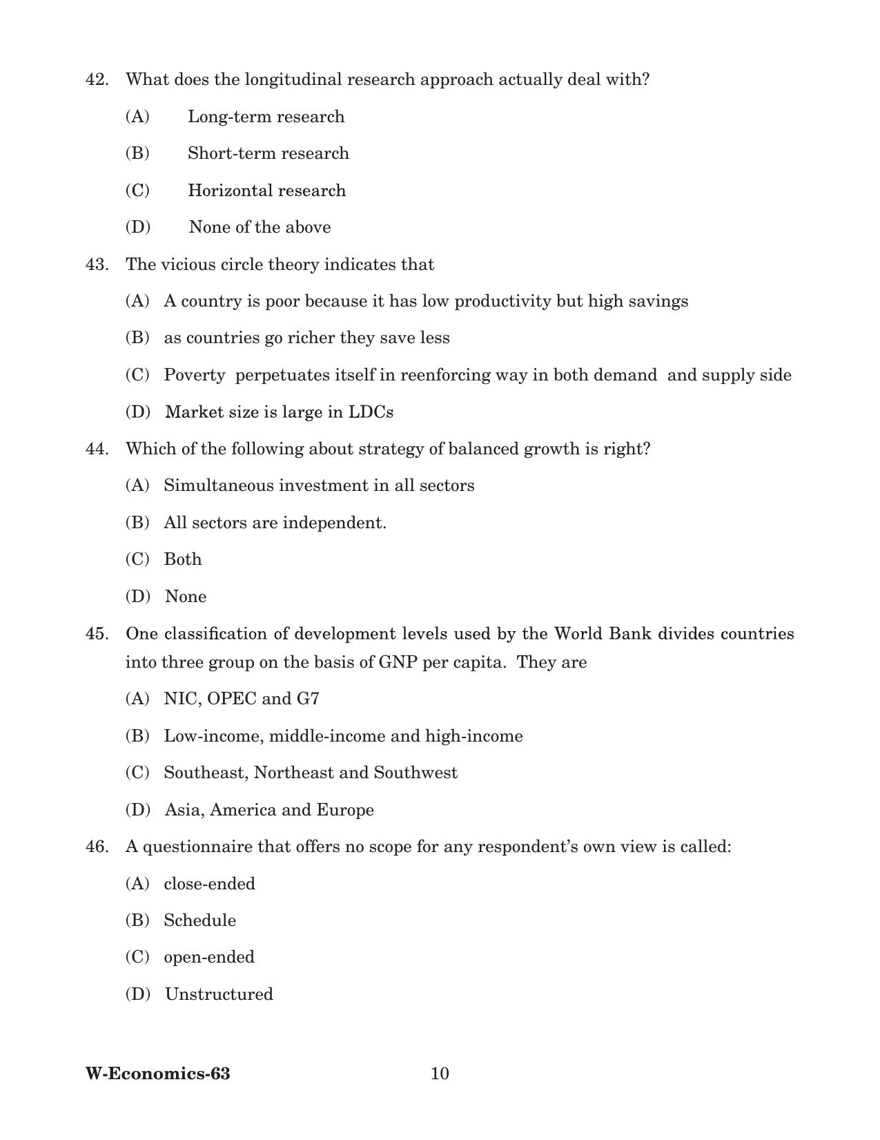 Odisha CPET 2022 ECONOMICS Question Paper - Page 10