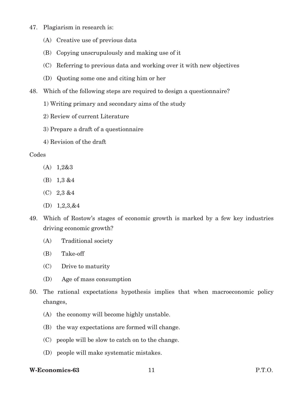 Odisha CPET 2022 ECONOMICS Question Paper - Page 11