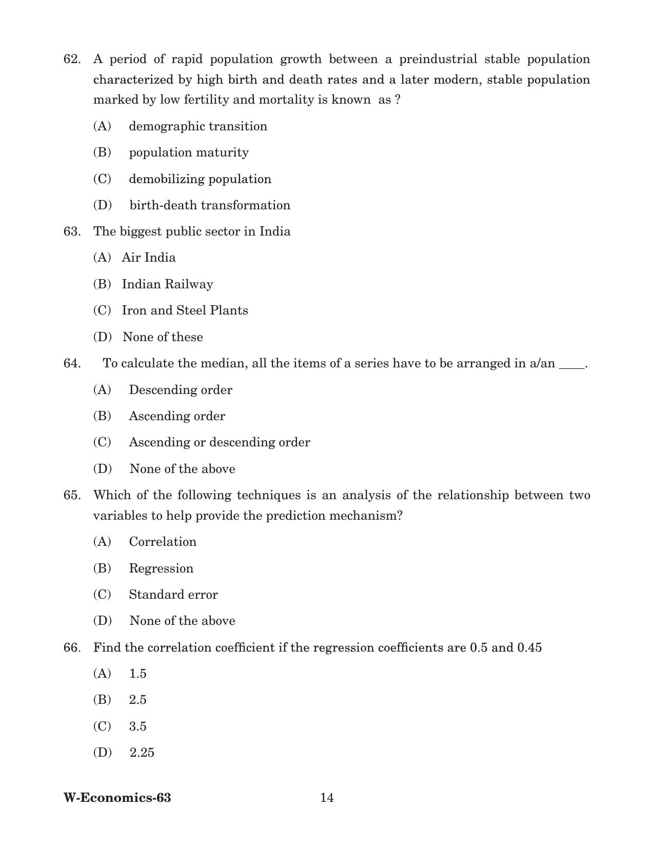 Odisha CPET 2022 ECONOMICS Question Paper - Page 14