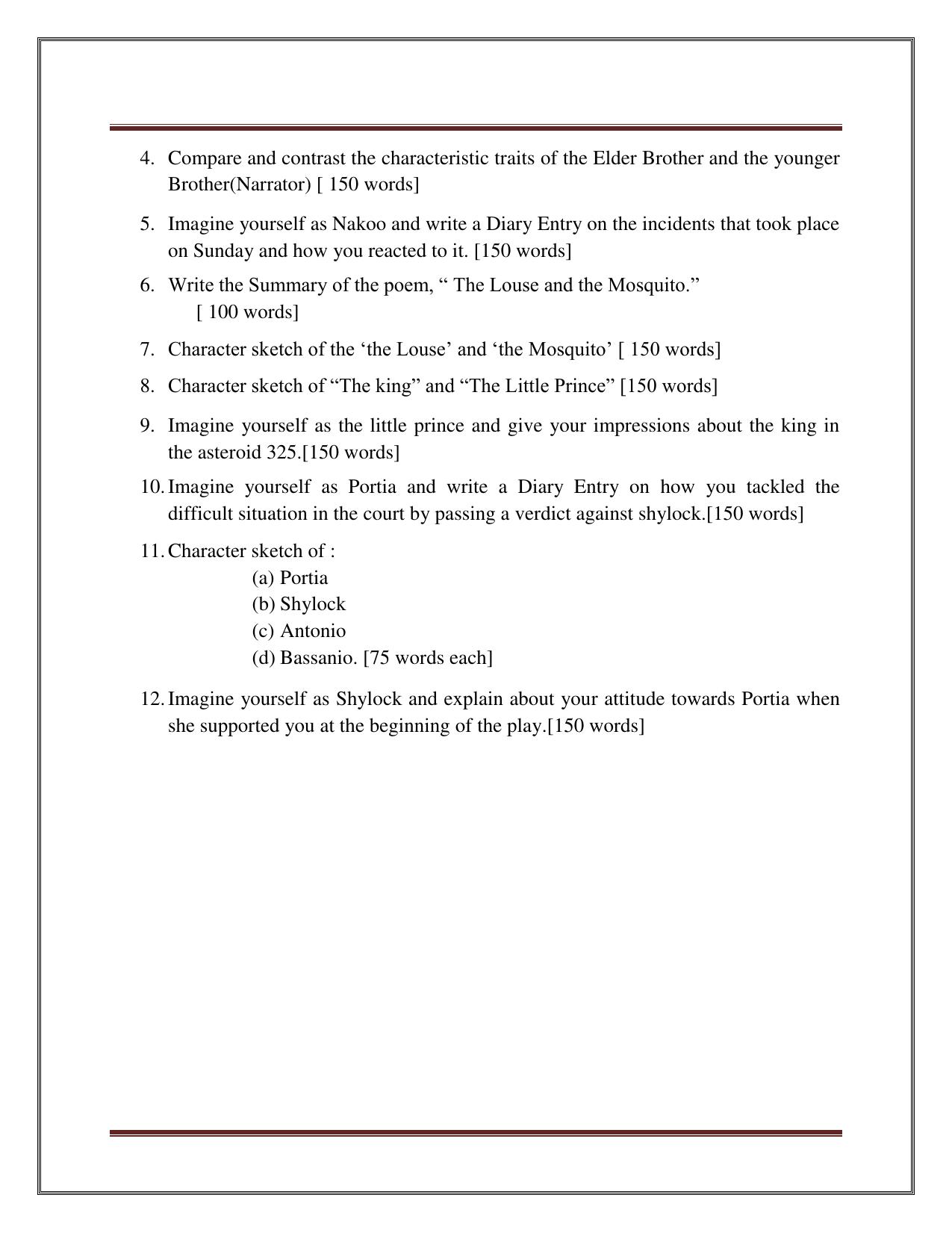 CBSE Class 8 English Worksheet on Literature Part C Assignment - Page 4