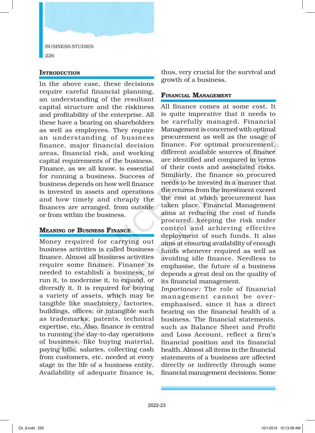 NCERT Book for Class 12 Business Studies Chapter 9 Financial Management - Page 2
