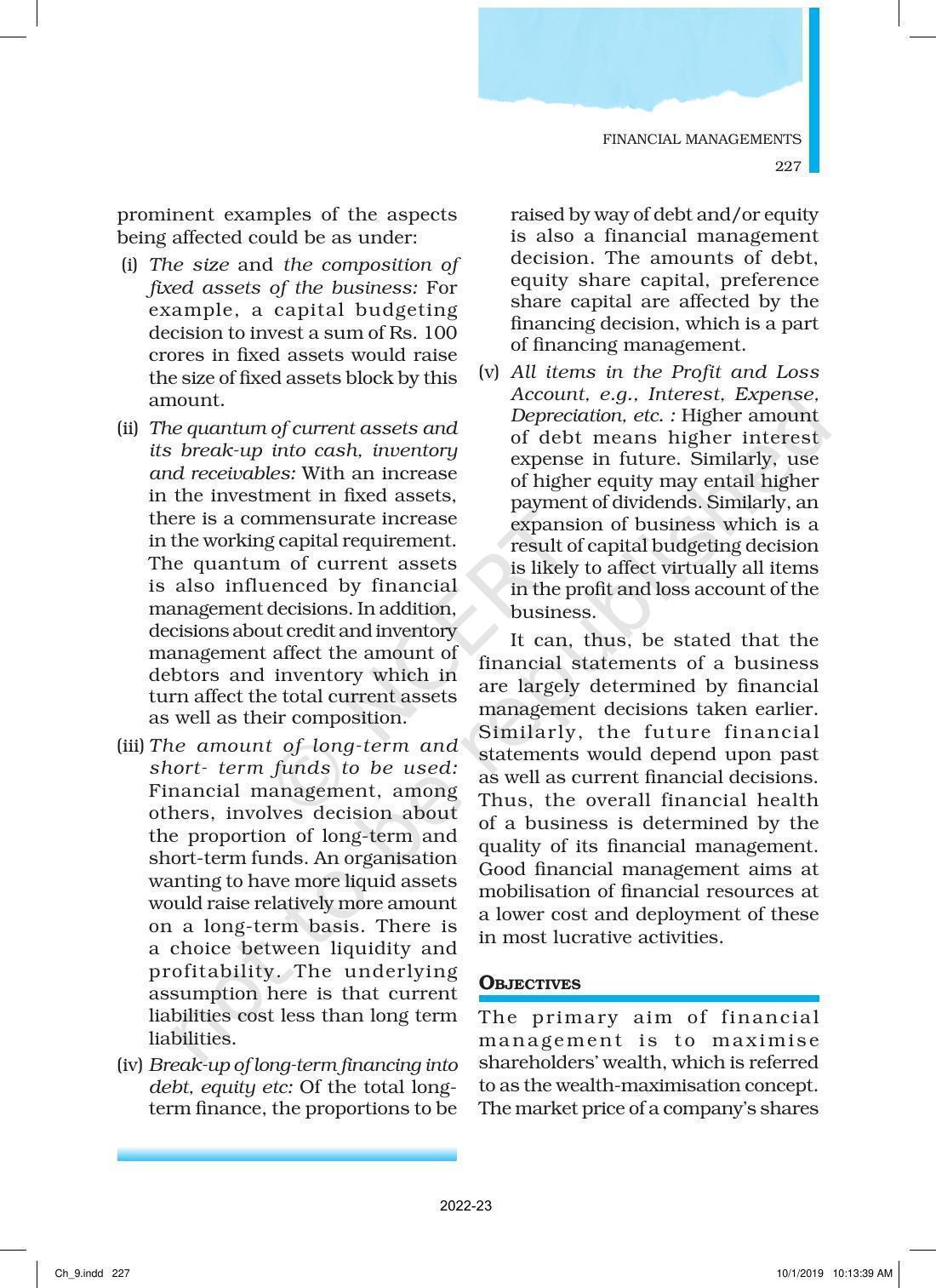 NCERT Book for Class 12 Business Studies Chapter 9 Financial Management - Page 3