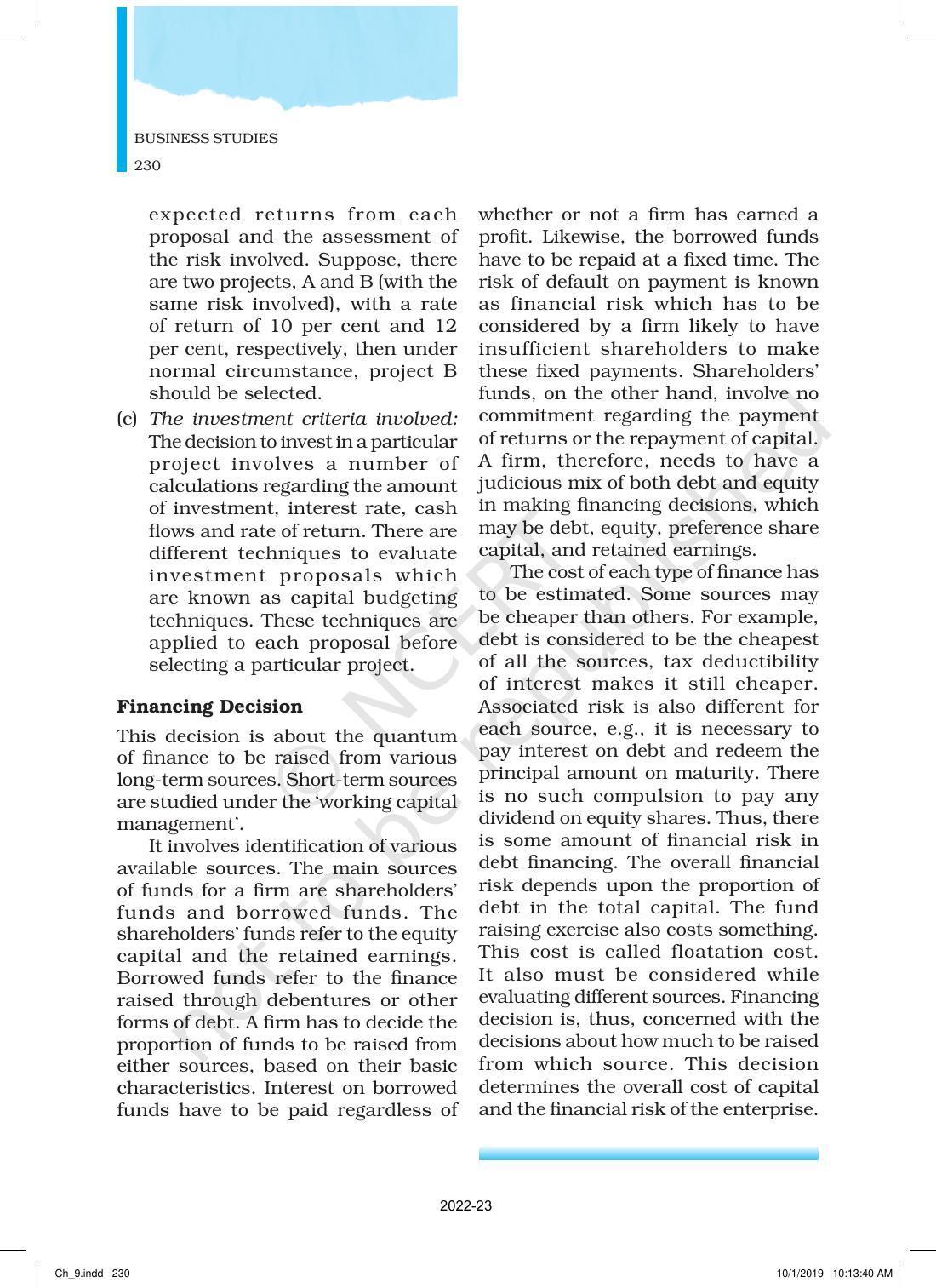 NCERT Book for Class 12 Business Studies Chapter 9 Financial Management - Page 6