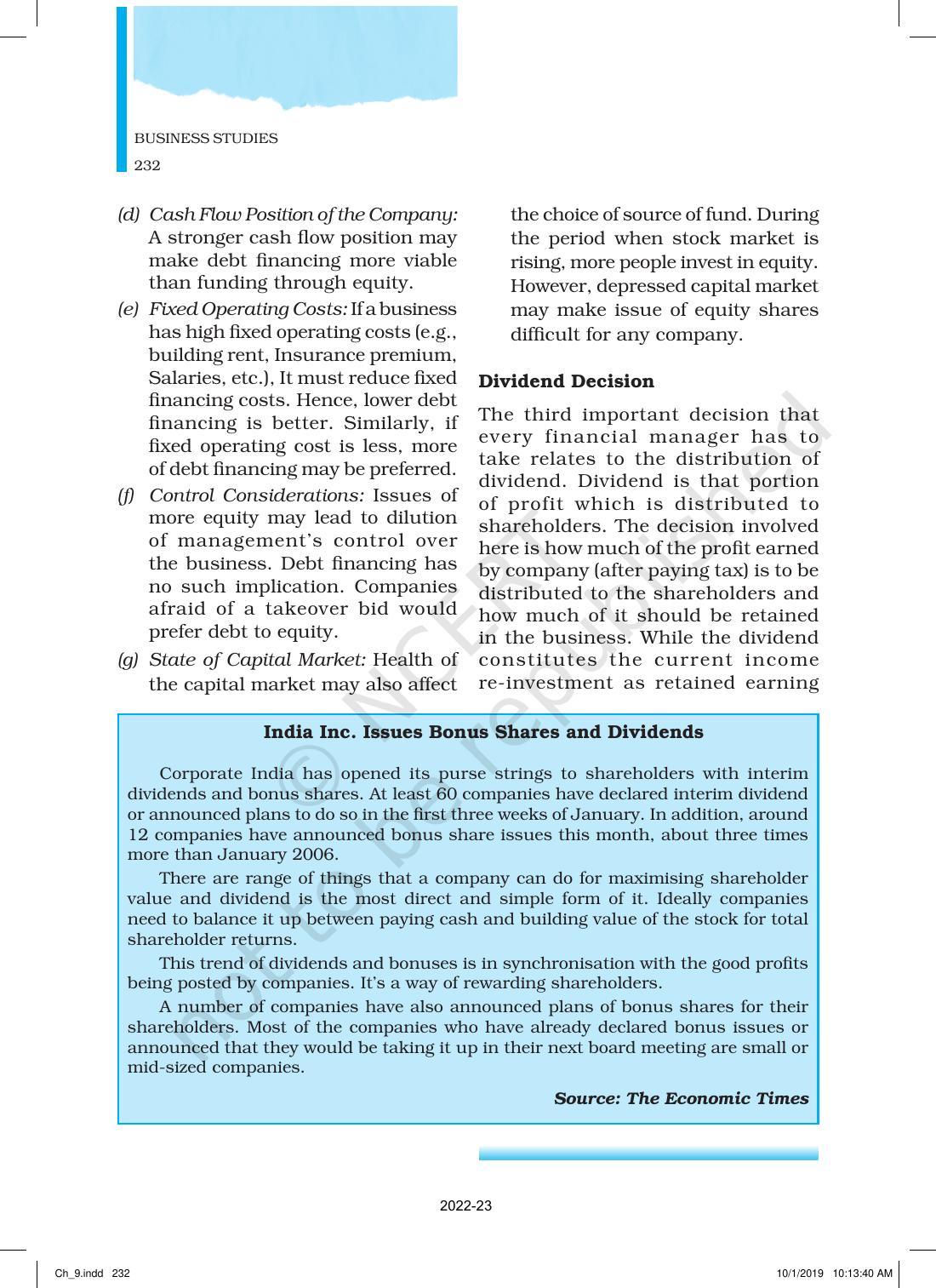 NCERT Book for Class 12 Business Studies Chapter 9 Financial Management - Page 8