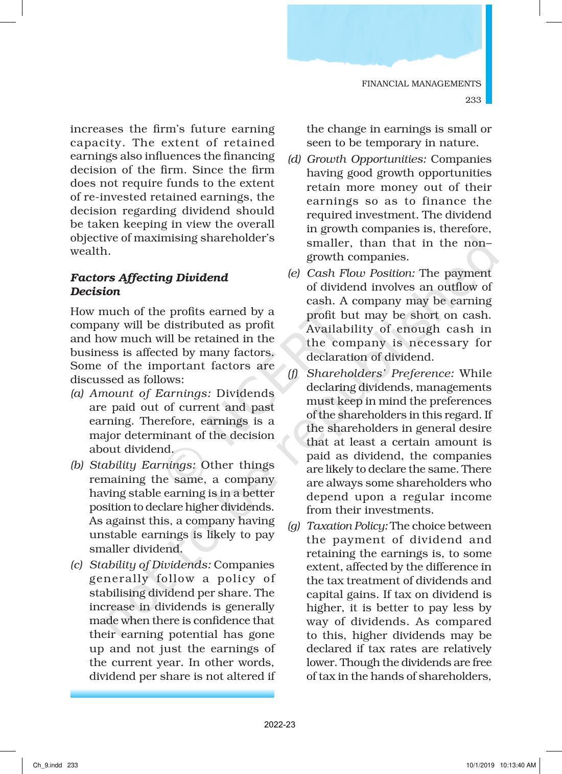 NCERT Book for Class 12 Business Studies Chapter 9 Financial Management - Page 9