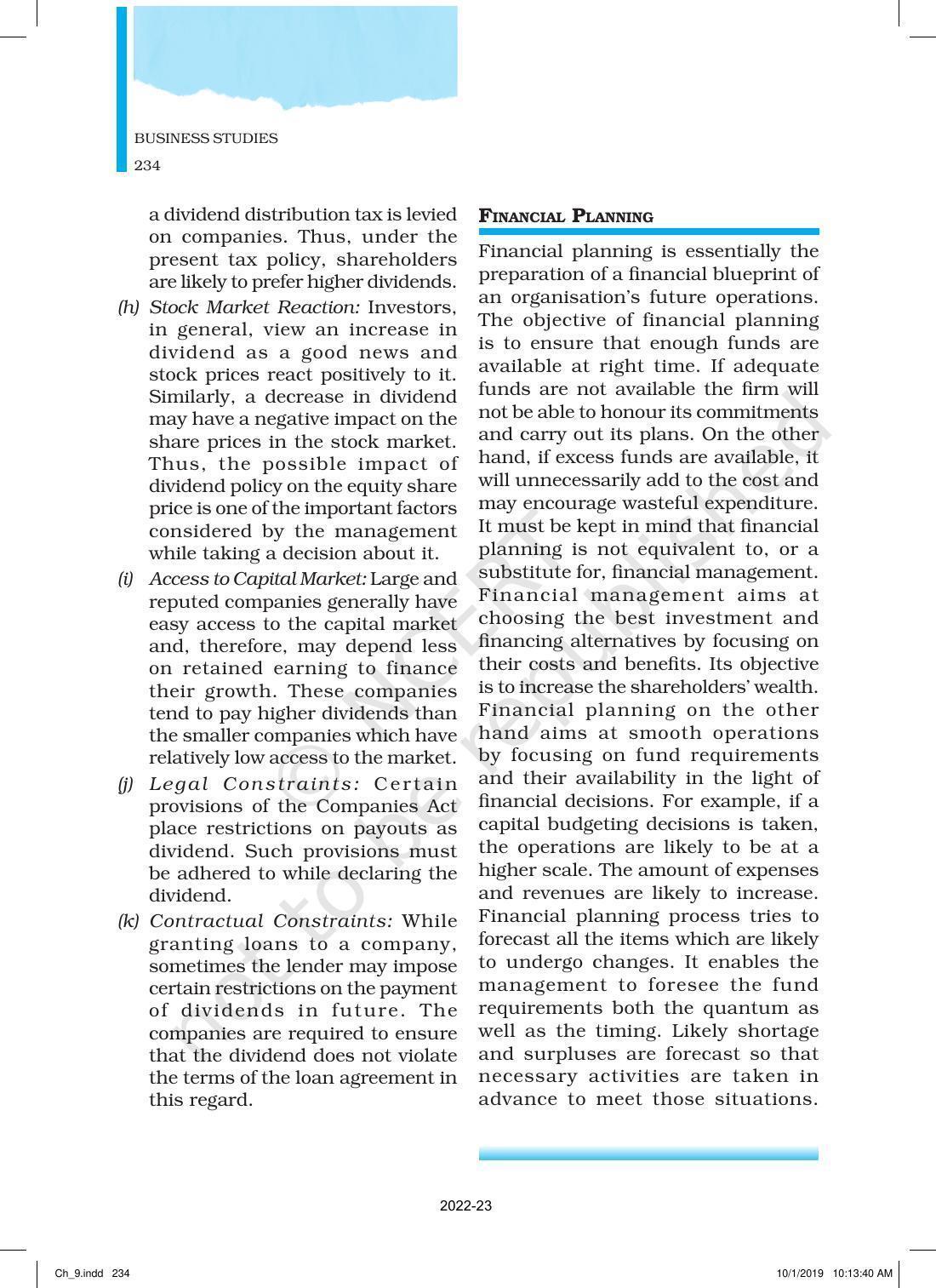 NCERT Book for Class 12 Business Studies Chapter 9 Financial Management - Page 10