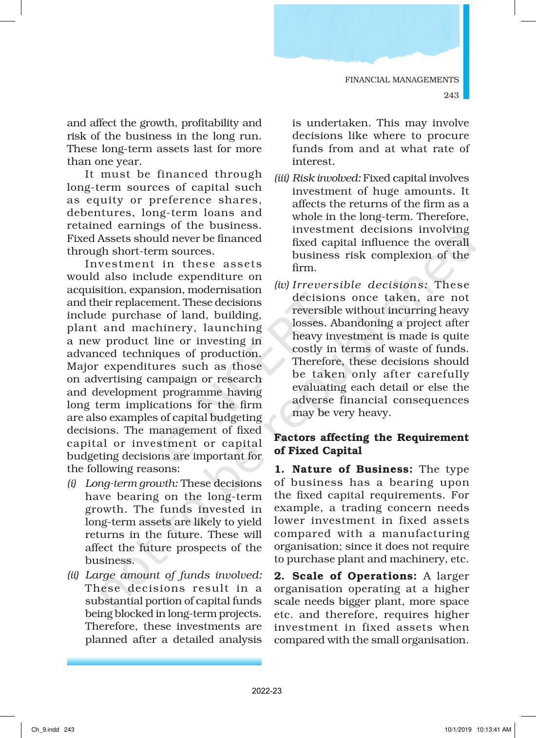 NCERT Book for Class 12 Business Studies Chapter 9 Financial Management - Page 19