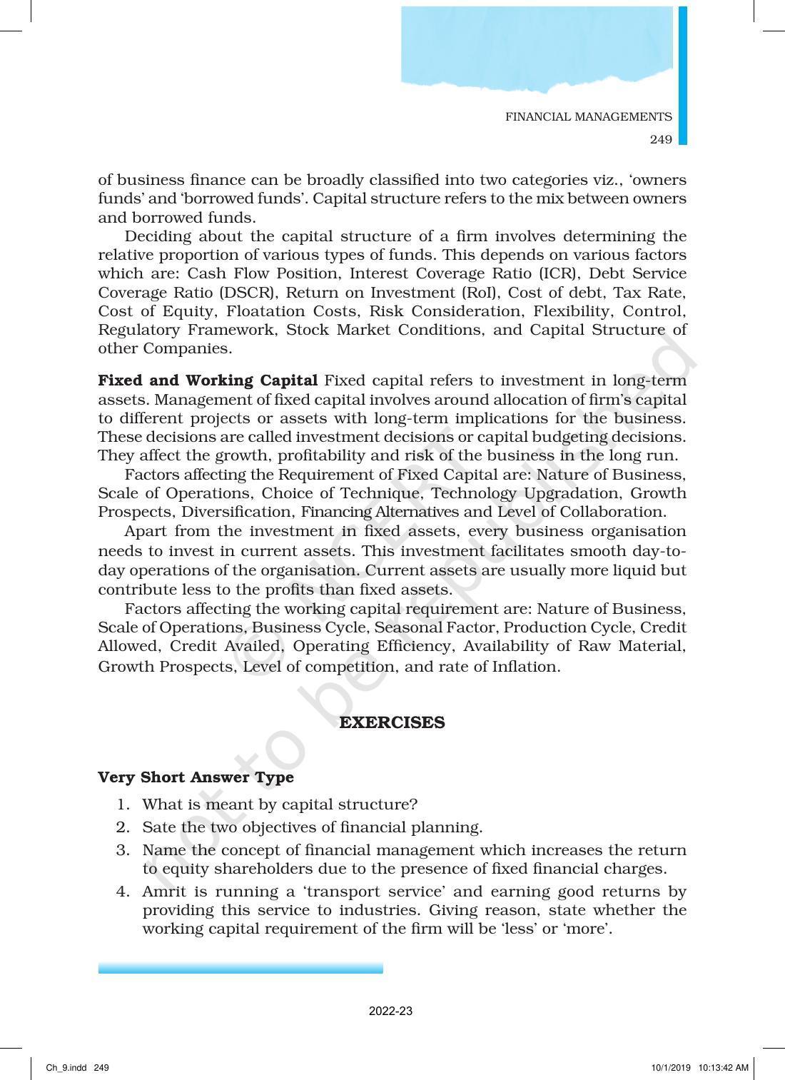 NCERT Book for Class 12 Business Studies Chapter 9 Financial Management - Page 25