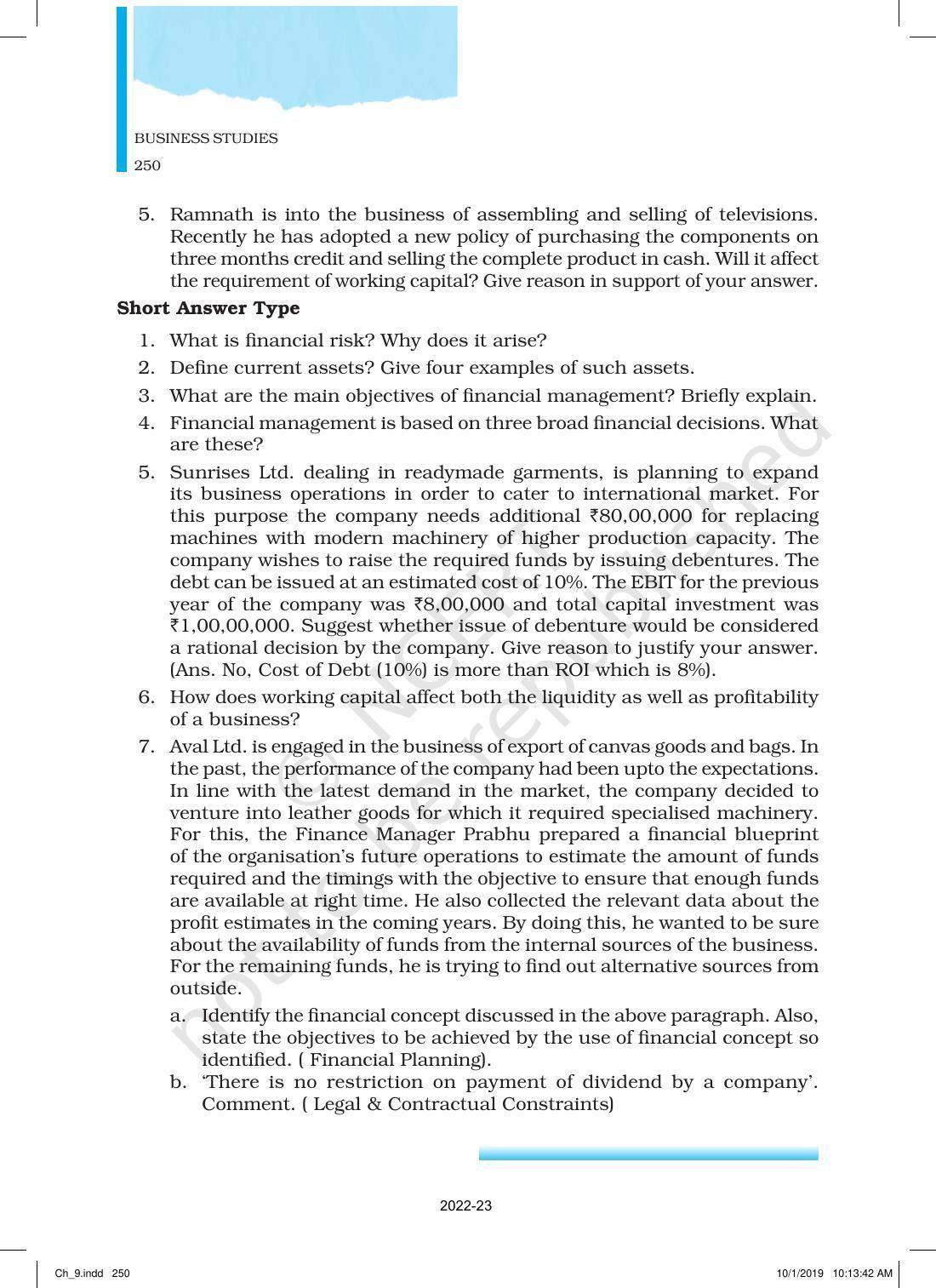 NCERT Book for Class 12 Business Studies Chapter 9 Financial Management - Page 26