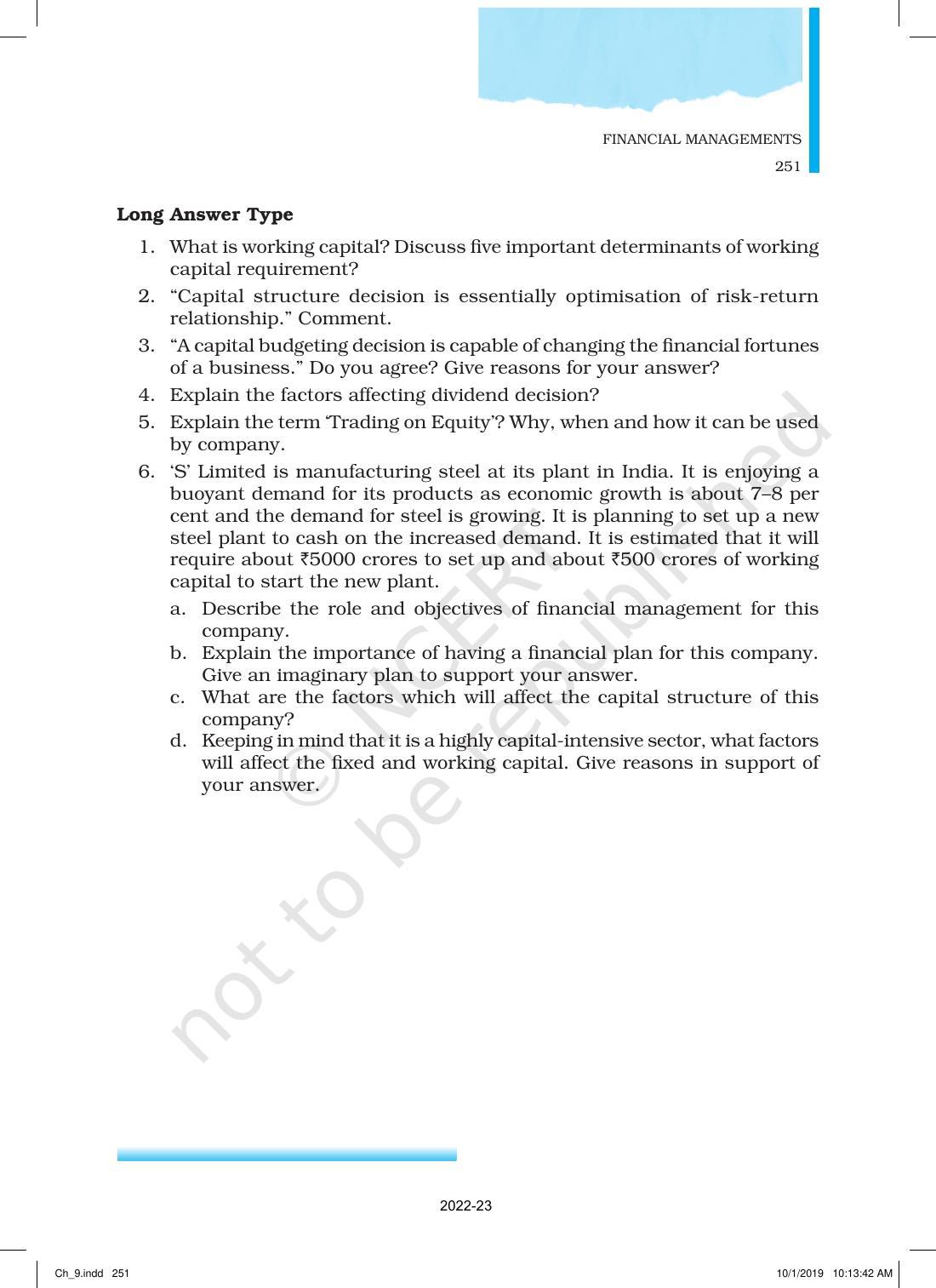 NCERT Book for Class 12 Business Studies Chapter 9 Financial Management - Page 27
