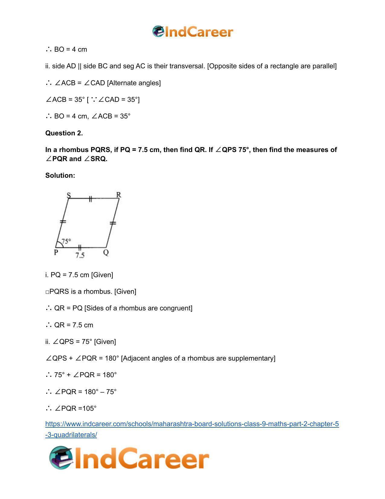 Maharashtra Board Solutions Class 9-Maths (Part 2): Chapter 5.3- Quadrilaterals - Page 3