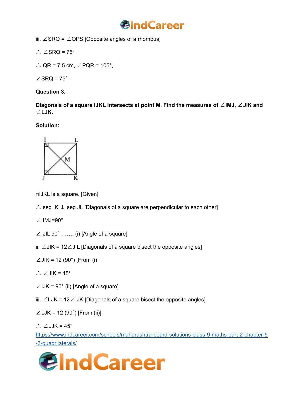 Maharashtra Board Solutions Class 9-Maths (Part 2): Chapter 5.3- Quadrilaterals - Page 4