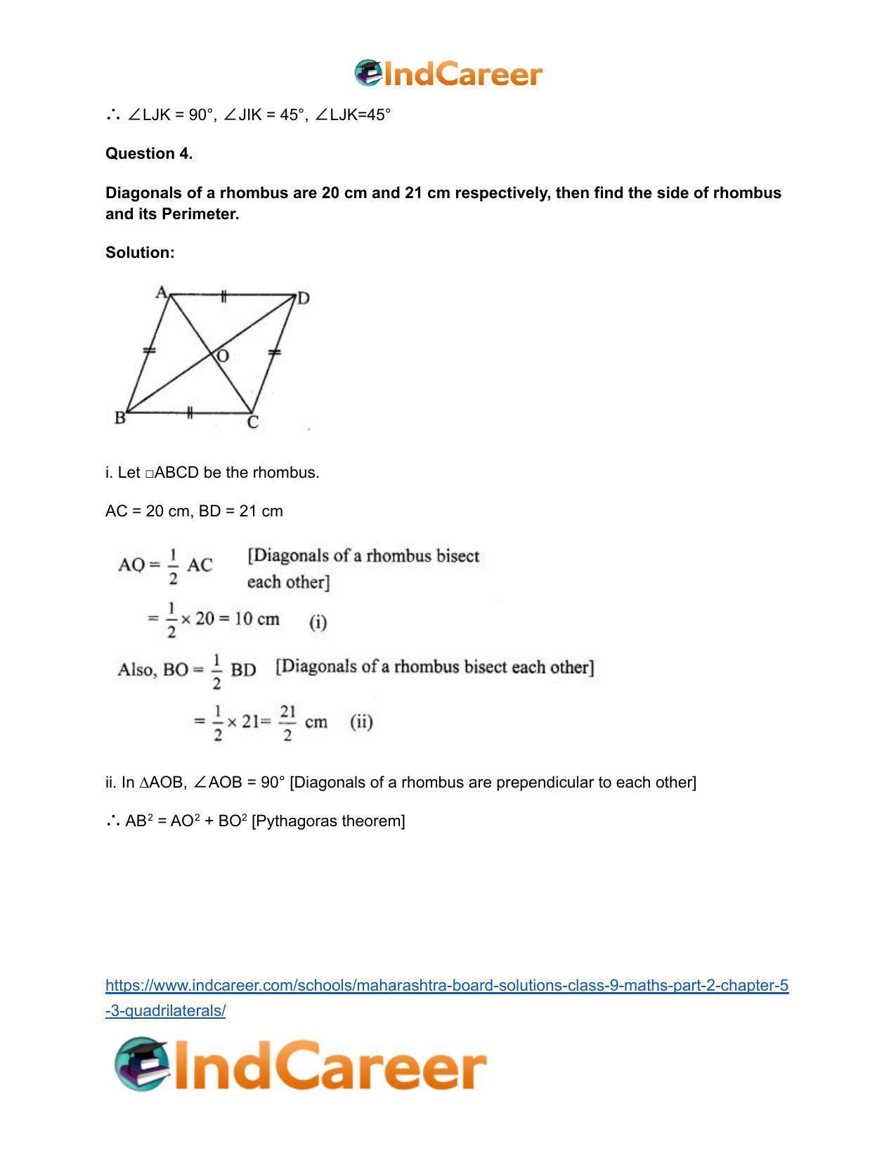 Maharashtra Board Solutions Class 9-Maths (Part 2): Chapter 5.3- Quadrilaterals - Page 5