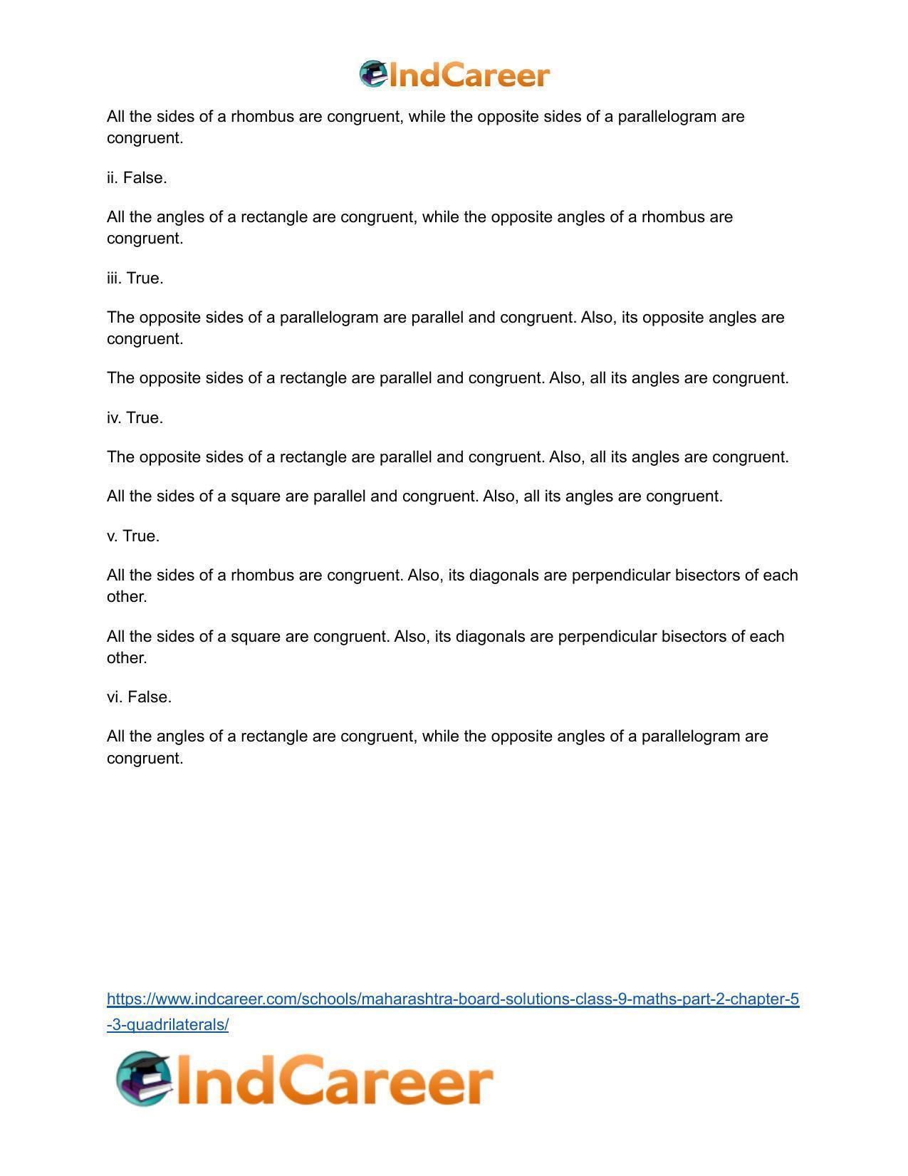Maharashtra Board Solutions Class 9-Maths (Part 2): Chapter 5.3- Quadrilaterals - Page 7