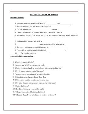 CBSE Worksheets for Class 8 Science Stars And The Solar System Part B Assignment