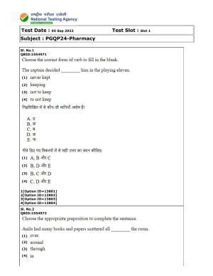 CUET (PG) 2022: PGQP-24 Pharmacy (05-09-2022) Question Paper